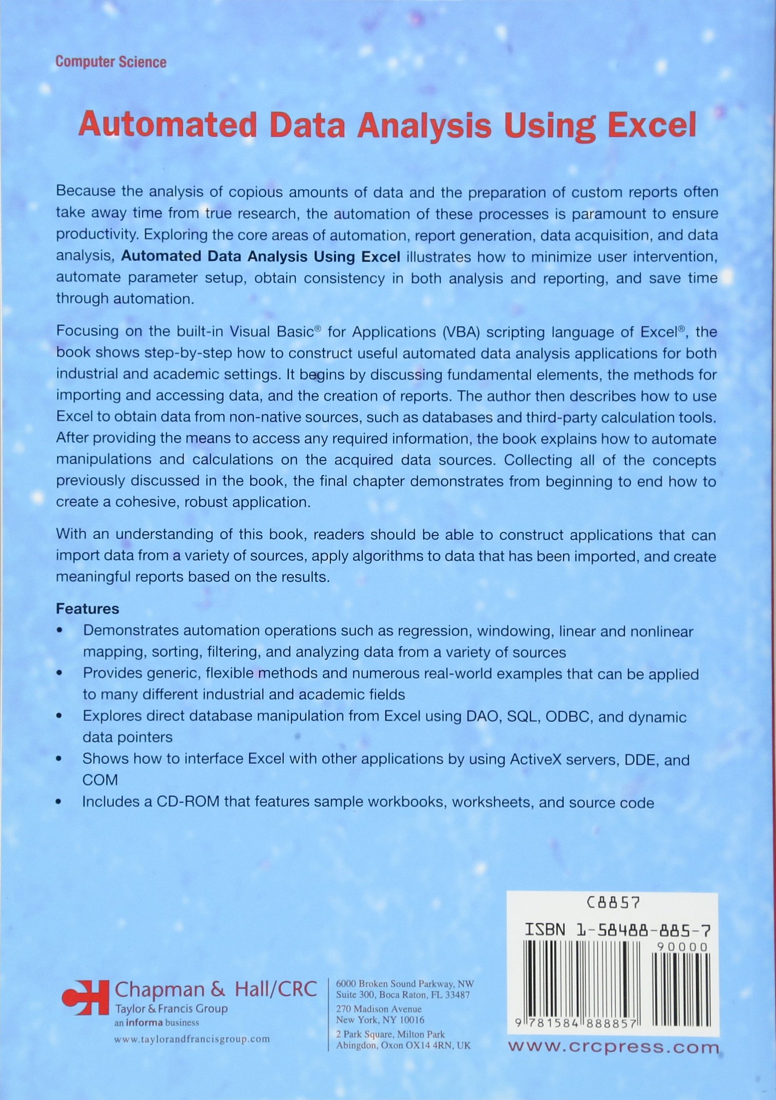 Automated Data Analysis Using Excel (Chapman & Hall/CRC Data Mining and Knowledge Discovery)