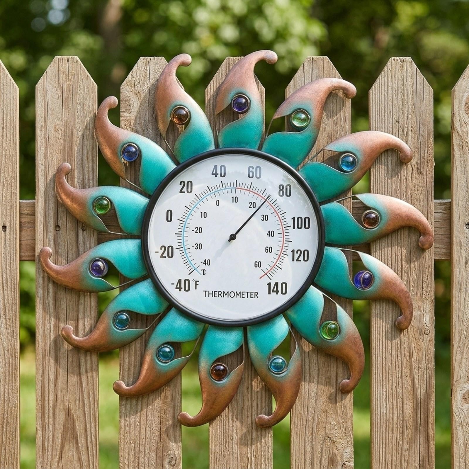 Termometro da Interno Ed Esterno, Termometro da Parete, Decorazione Unica per Giardino E Terrazzo, Verde