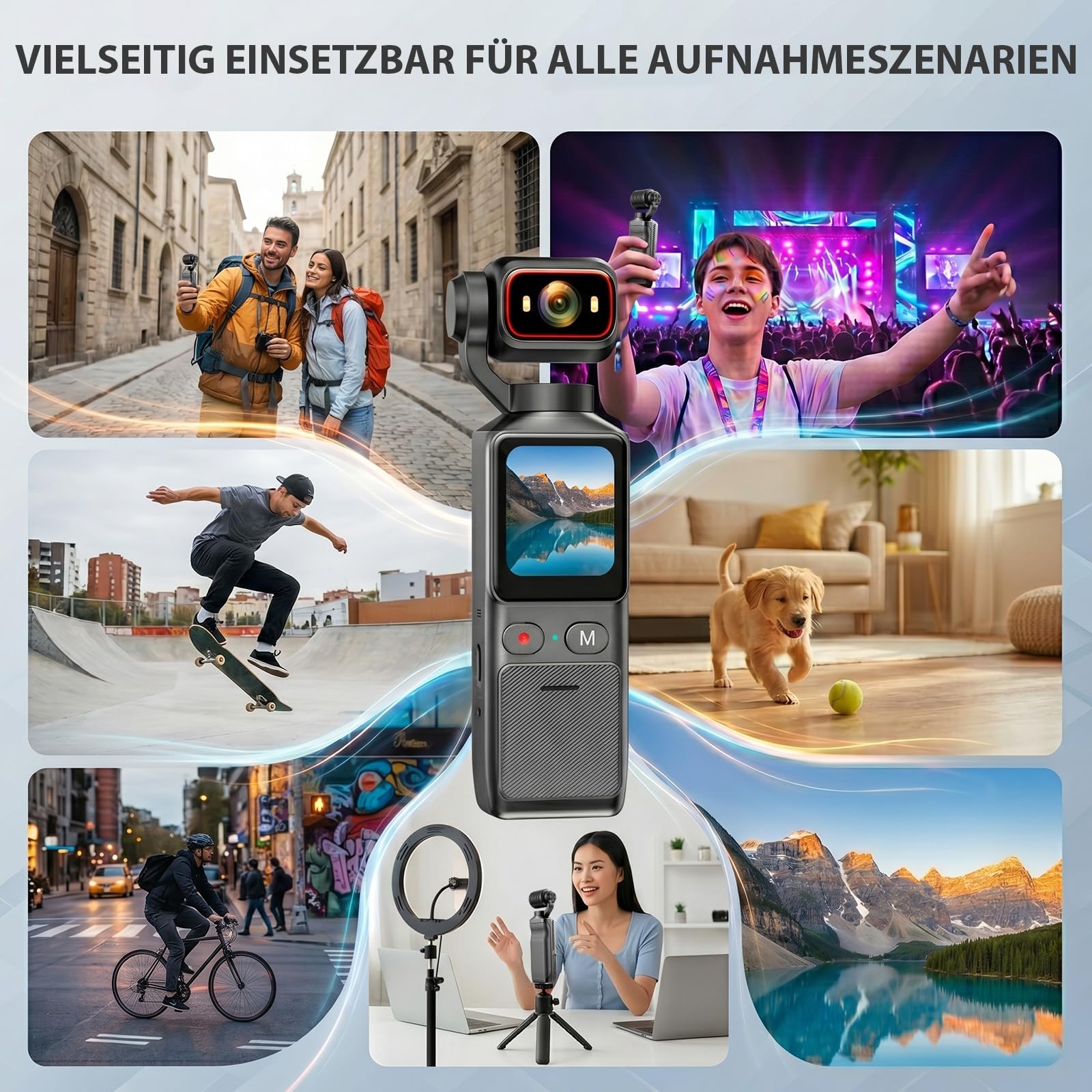 4K Körperkamera POV Vlogging Kamera Taschen Bodycam 180° drehbarem Objektiv, 1,69" Touchscreen, EIS Stabilisierung, Body Camera für Sport Vlogging Radfahren Camping