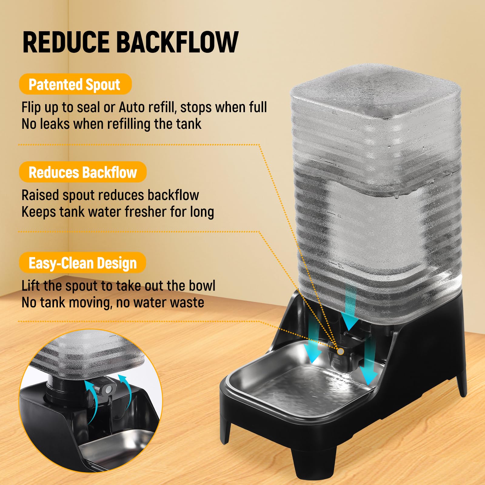 Marchul Comedero automático para perros de raza grande de 7 litros y dispensador de agua de gravedad automática de 8 litros con grifo patentado, cuenco de acero inoxidable, base elevada ajustable