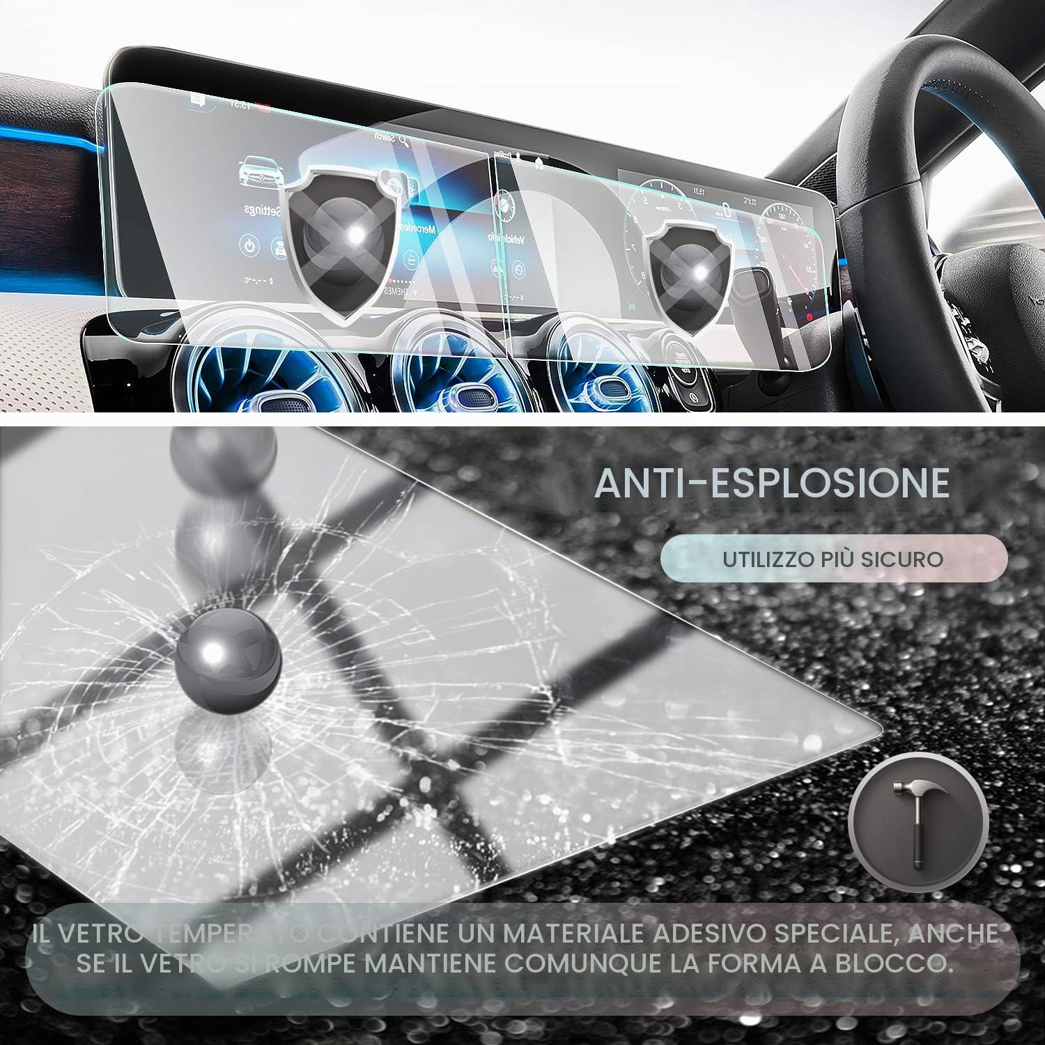 CDEFG Mercedes GLA H247 GLB 2020-2024 2025 Car Navigation Glass Pellicola protettiva 9H Scratch Resistant GPS Proteggi Schermo Trasparente Screen Protector GLA GLB Auto Accessori