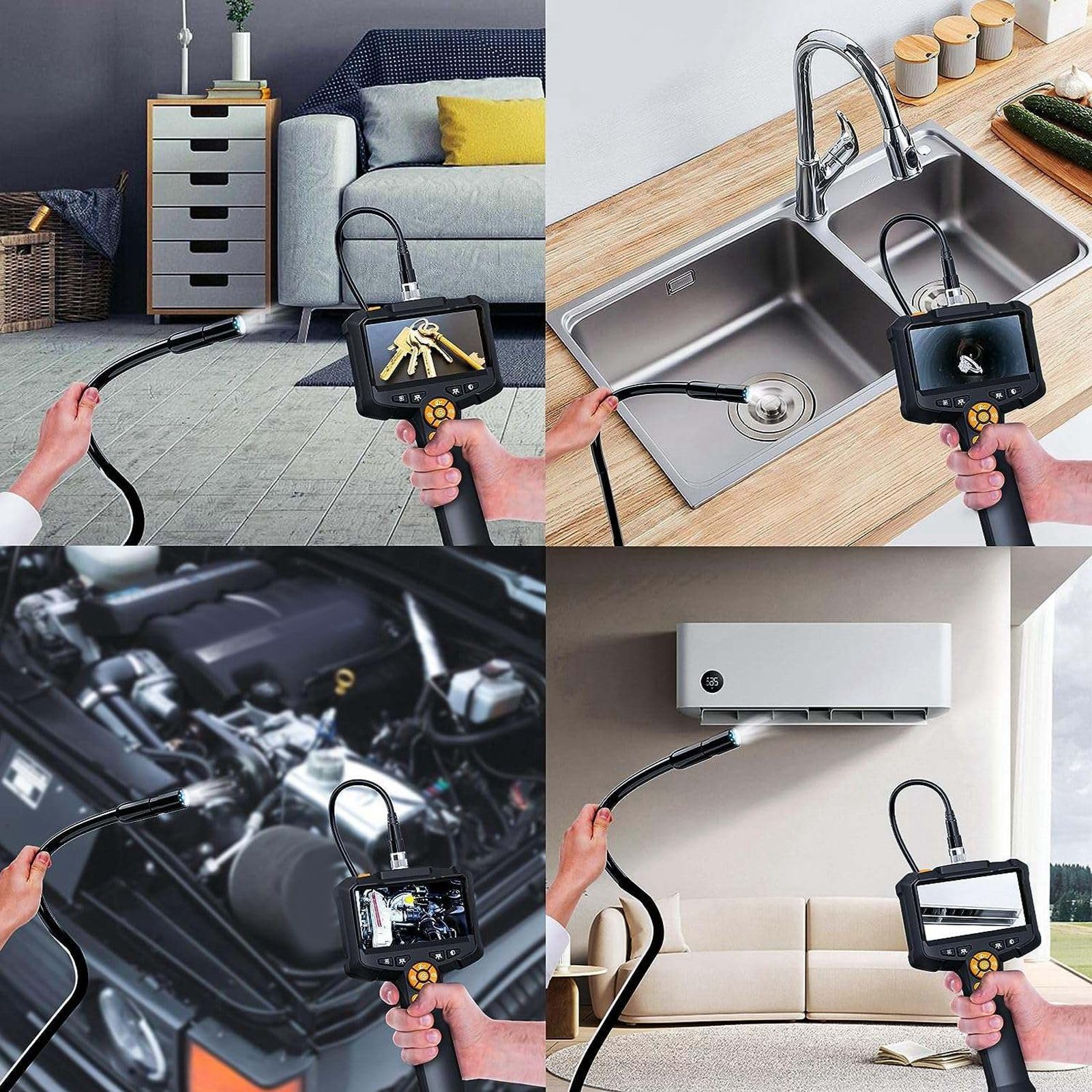 Kamera Endoskopowa, Ekran LCD o Przekątnej 4,3 Cala, 8 Diod LED, (10 m)