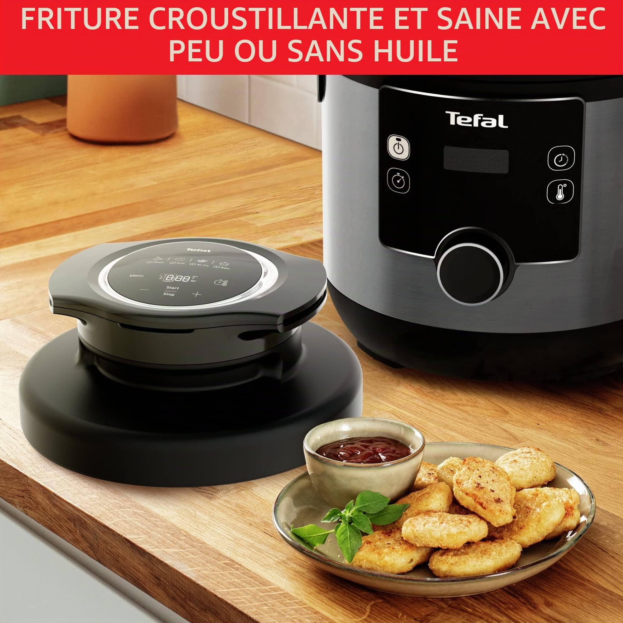 Tefal CY7788 Turbo Cuisine & Fry Multicuiseur | Autocuiseur et friteuse à air chaud | 14 programmes de cuisson automatiques | Couvercle extra Crisp | Polyvalent | Capacité 7,6 l | Avec livret de