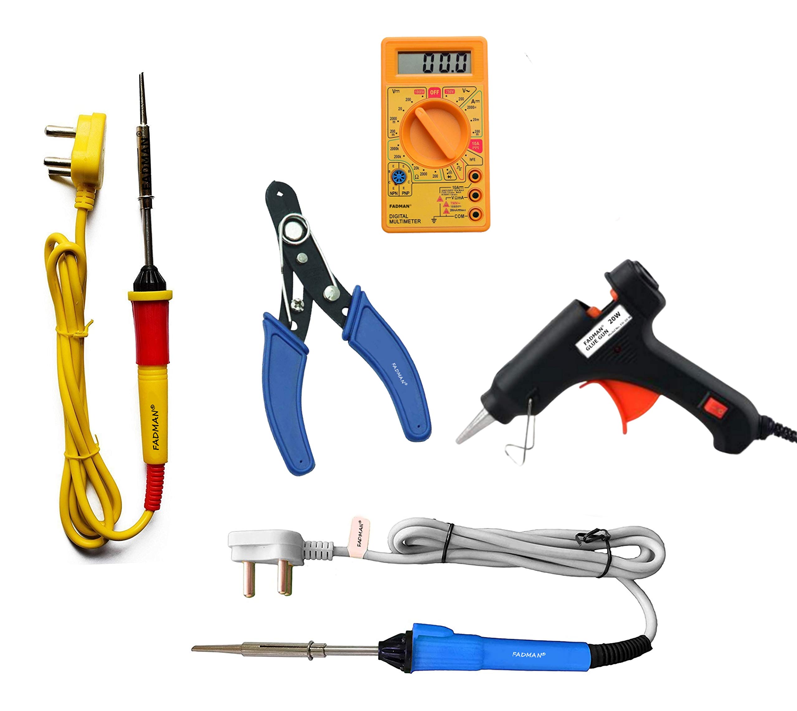 FADMAN Soldering Iron 25 W Simple | Digital Multimeter | Wire Cutter | Black 20 Watt Glue Gun | (Yellow+Red) (Blue+Grey) (B08KYRGRNK) Amazon Price History, Amazon Price Tracker