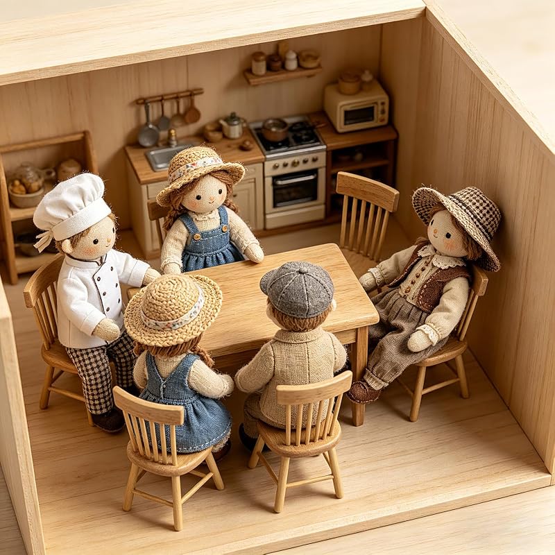 Z MAYABBO Wooden Dollhouse Furniture of Table & Chair