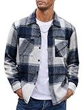 Men&apos;s Flannel Shirts Casual Button Down Plaid Shirt Jacket Long Sleeve Fleece Shacket with Pockets
