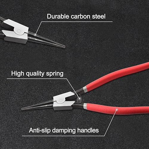 Miniatura 22 de SPEEDWOX Alicates de anillo de presión de 13 pulgadas, alicates de clip externos mordazas dobladas de 90 grados, diámetro de punta de 0.12 pulgadas