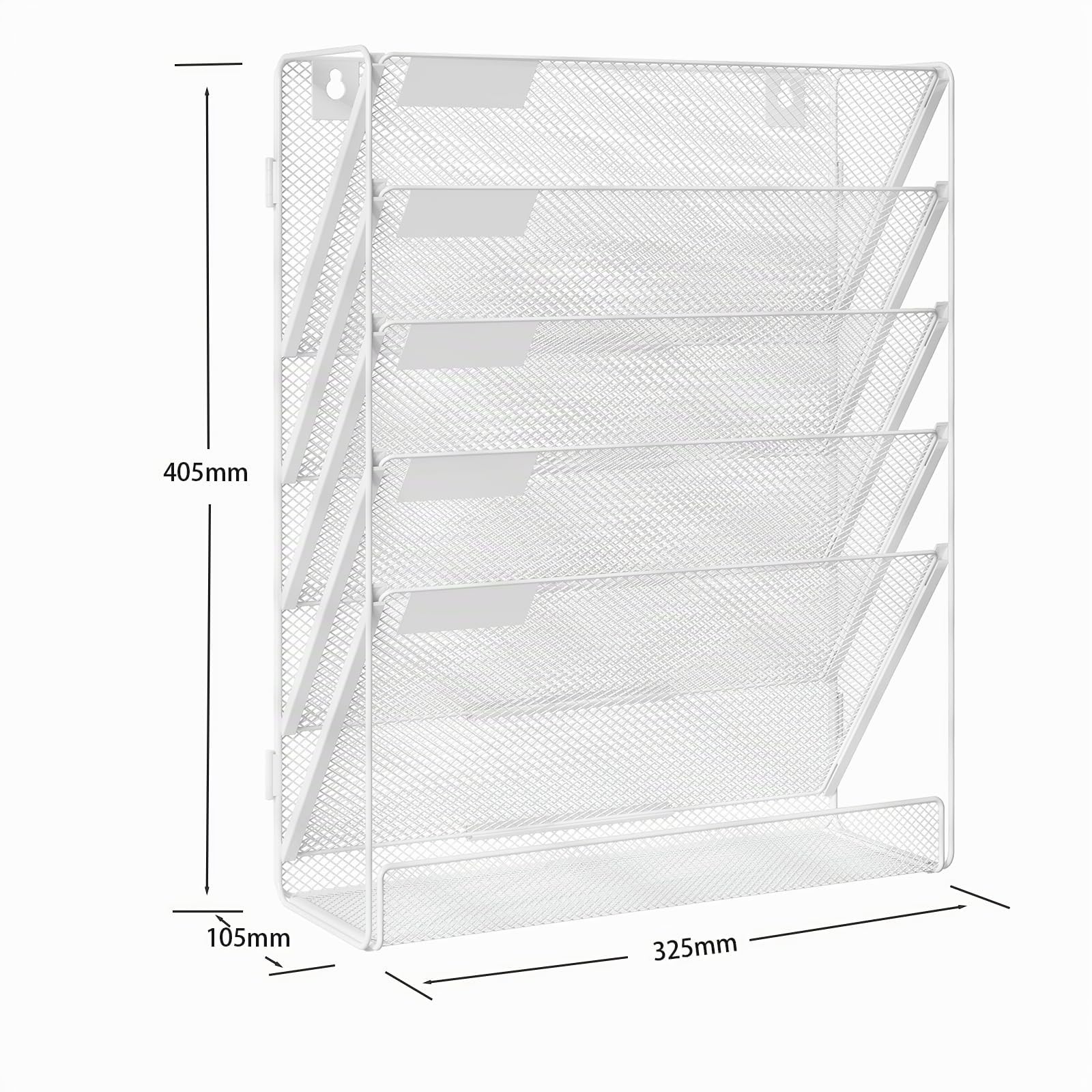 TQVAI Rangement Document Organisateur Mural, 6 Compartiments Porte Revue Mural Métal Papier A4 Dossier Papeterie pour Bureau, Maison, École, Blanc