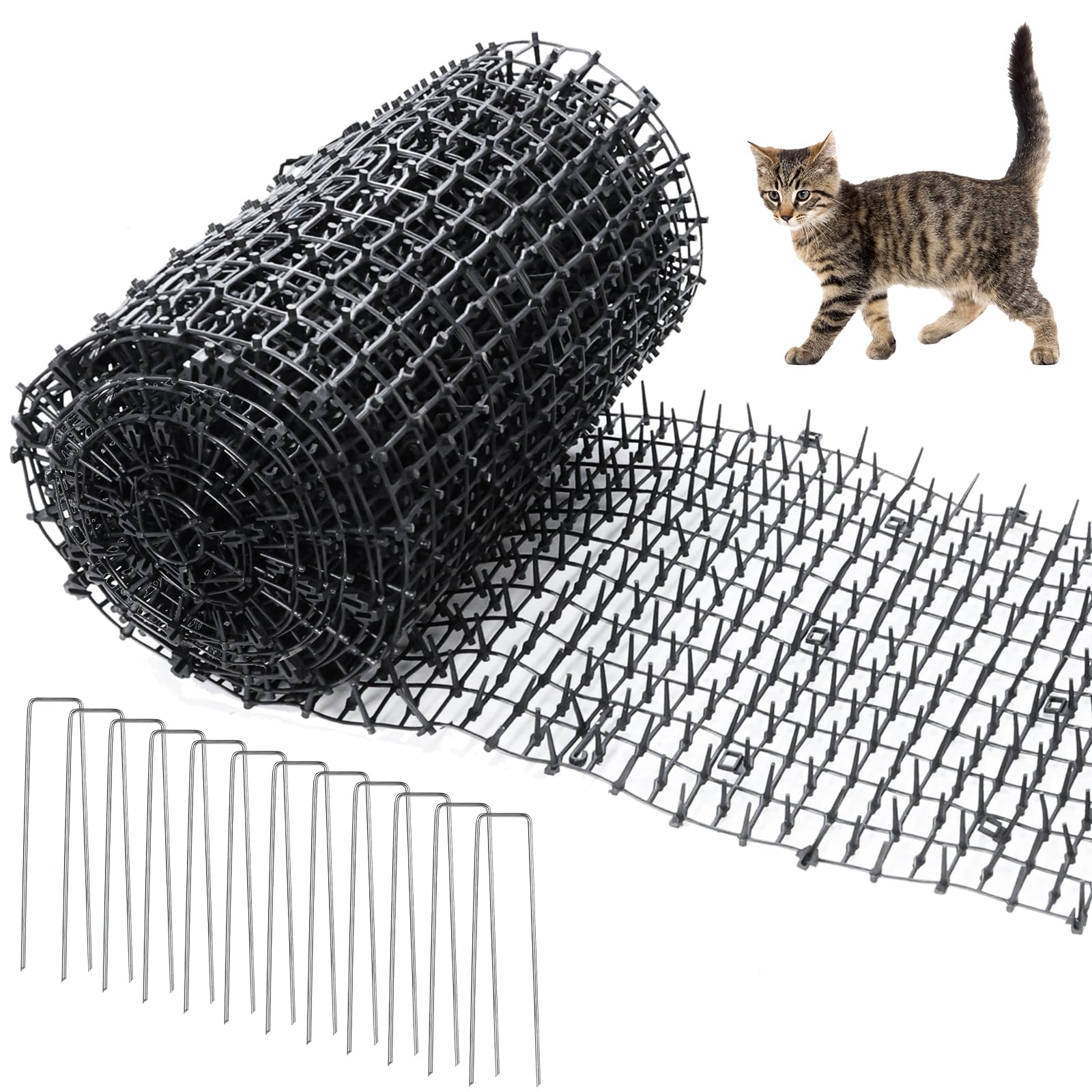 SDLDEER Anti Cat Spike Mat 600cm x 30cm Plastic Repellent Spike Mat with 12 Metal Pegs, Multi Purpose Pet Anti Climb Spikes for Indoor Sofa and Balcony, Garden, Outdoor Garden Spikes for Fence — image 1
