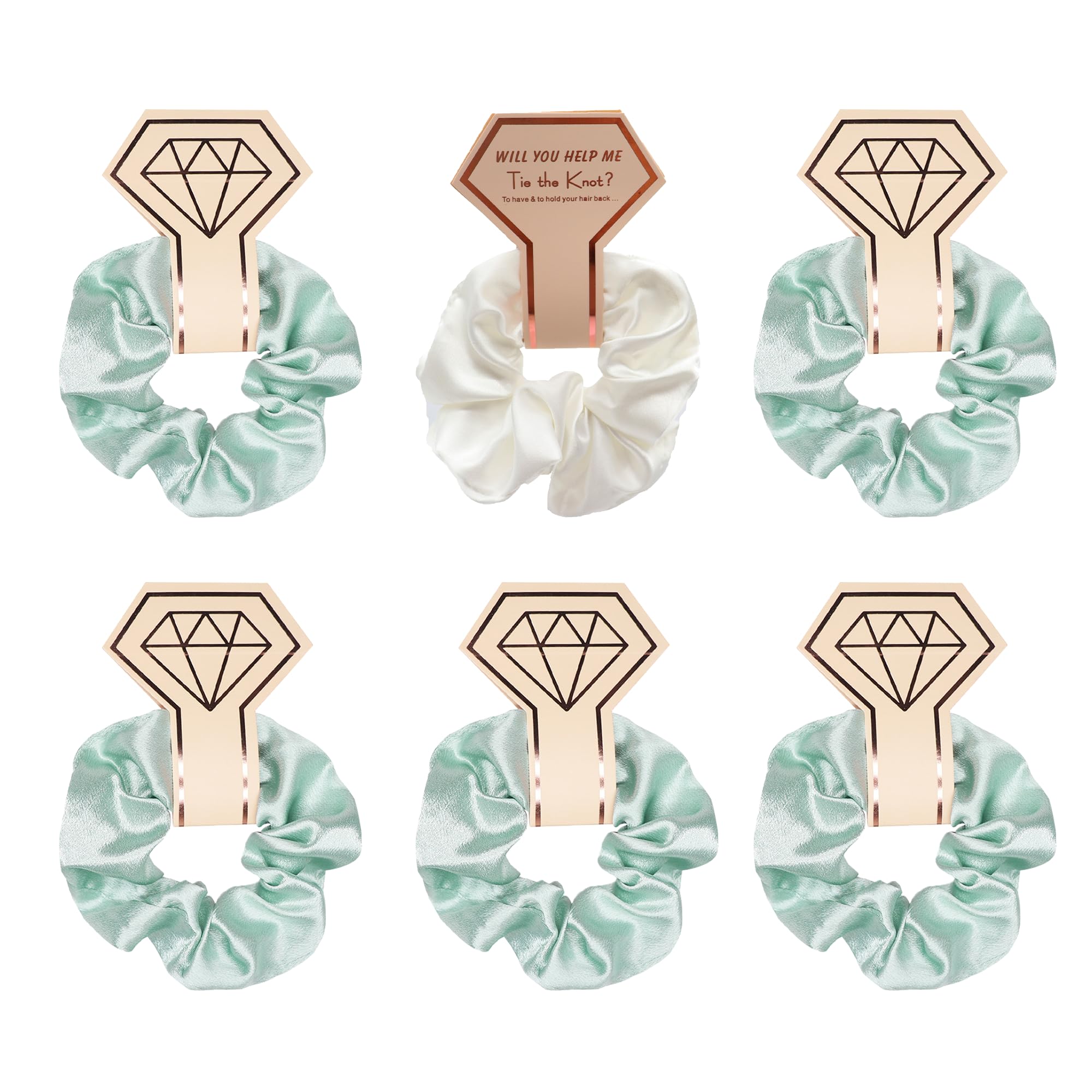 OWITER 6pcs Hair Scrunchies for Women Satin Scrunchies for Bridesmaids,Hair Ties No Damage Hair Ties (Light Green)