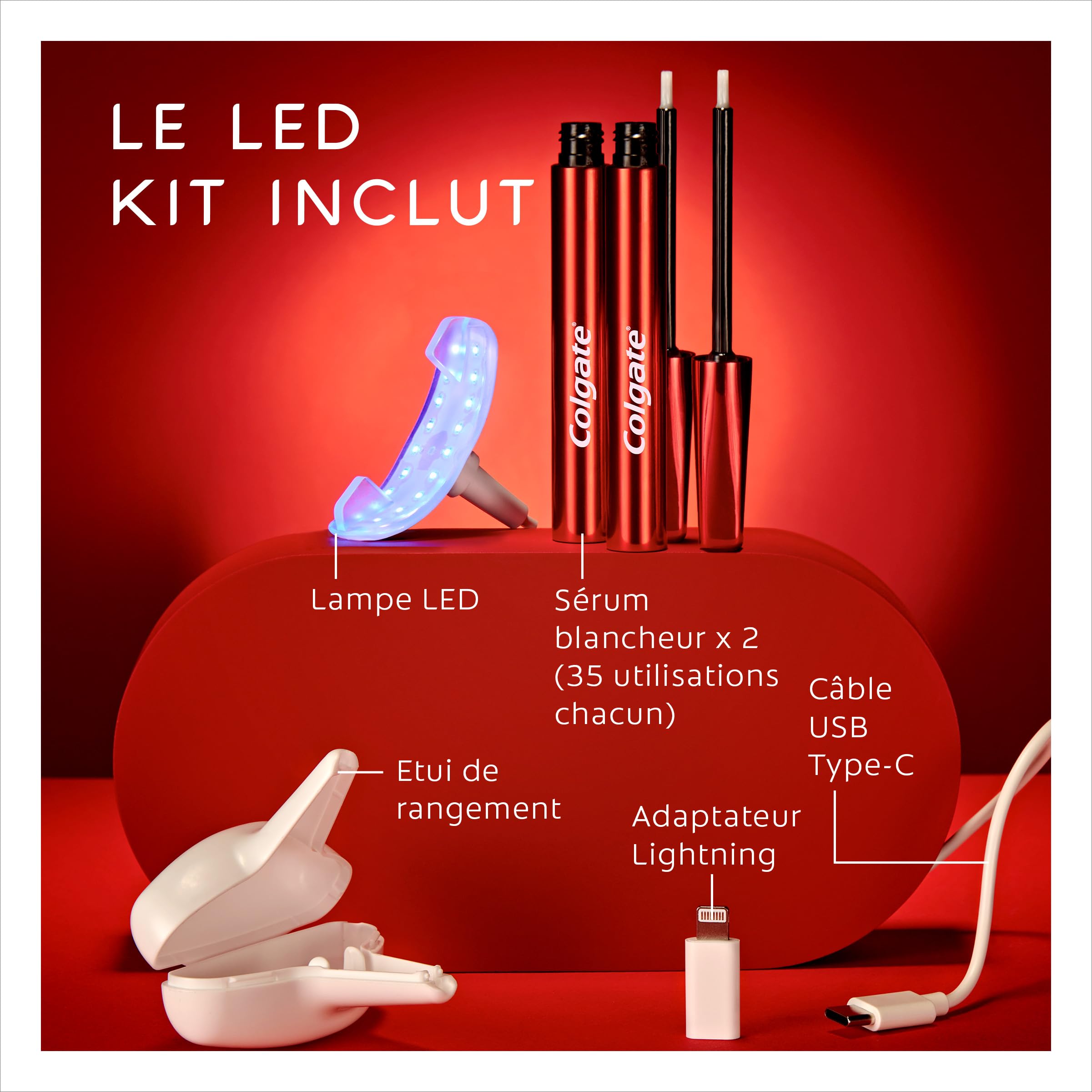 Colgate Max White Kit de blanqueamiento dental con LED - Revierte hasta 20 años de manchas* - Pack 2 sueros blanqueadores de dientes con nuevo aplicador de precisión