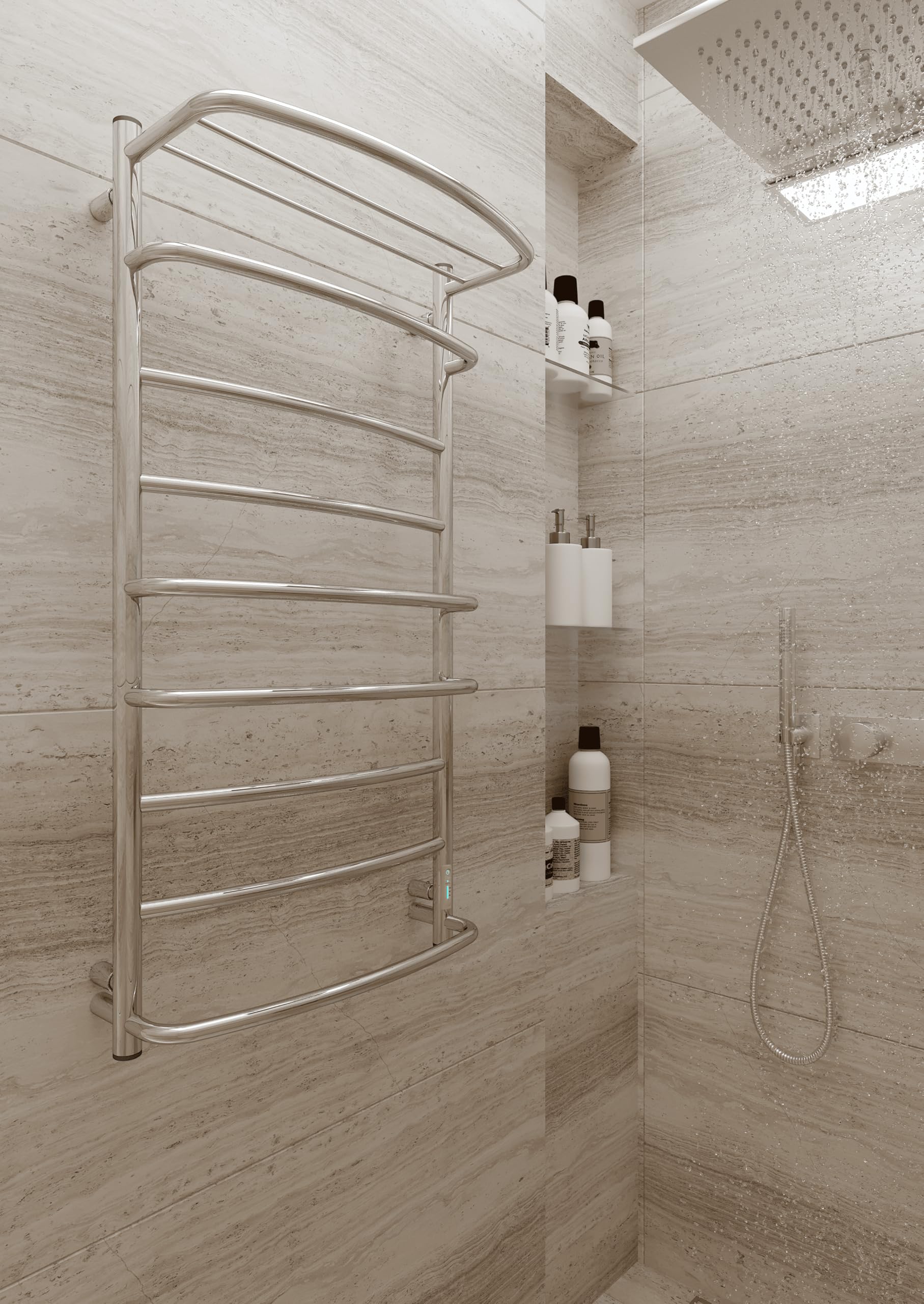 Elna Scaldasalviette Cromato - 168W - 1005x530mm - Elettrico con Ripiano - Per Bagno di famiglia & Casa - Acciaio Inox - Con Termostato, Timer & Eco - IP44 - Montaggio a parete