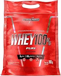 Integralmédica - Whey Protein Concentrado Morango 100% Pure - 21g de Proteína por Scoop, Suplementação Alimentar Pós-Treino, Fórmula Enriquecida com BCAAs - Pouch 900g