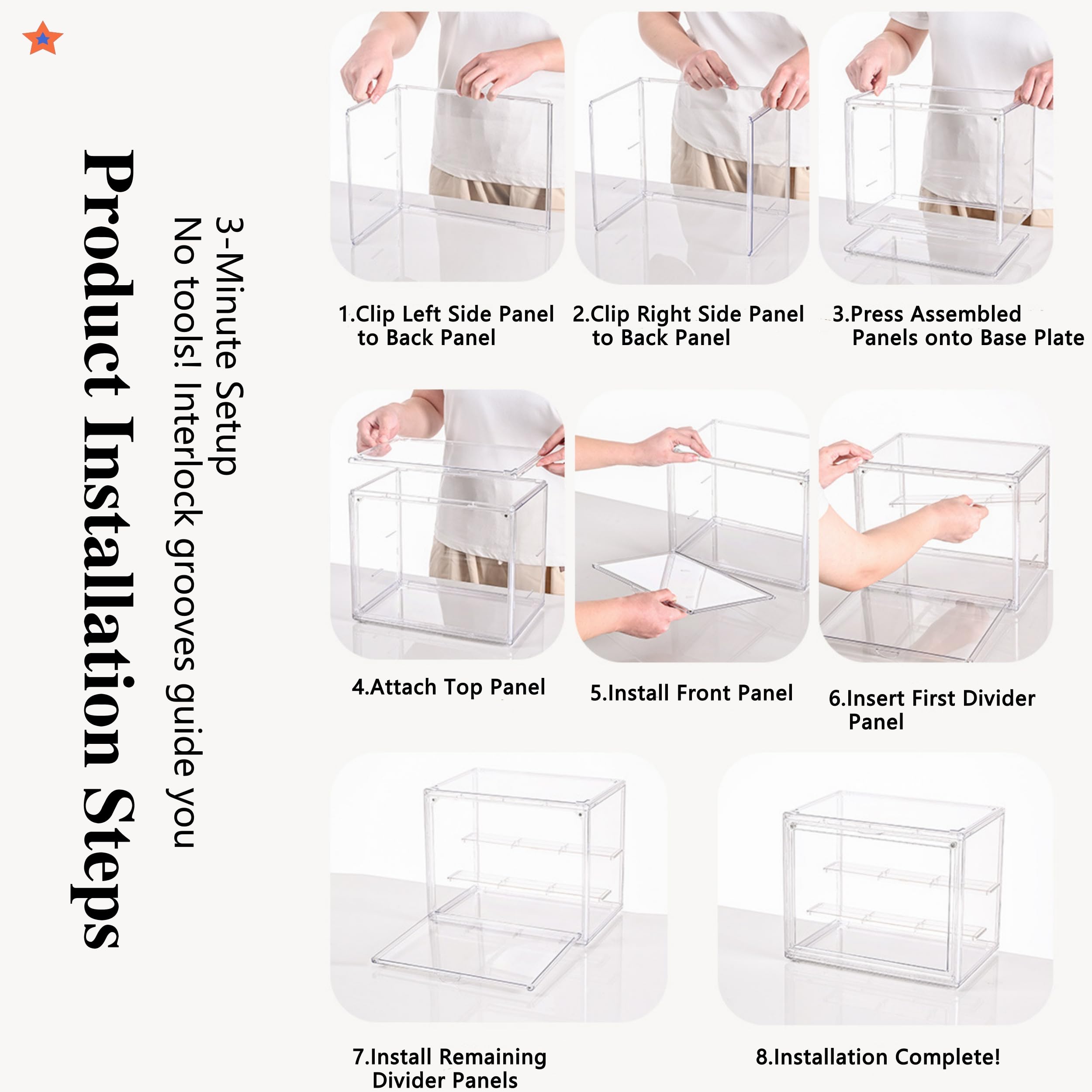 Vitrina vertical de acrílico jumbo, gabinete extra alto de 19.6 pulgadas para figuras de gran tamaño, puerta magnética y escaparate apilable a prueba de polvo para estatuas, muñecas artísticas de