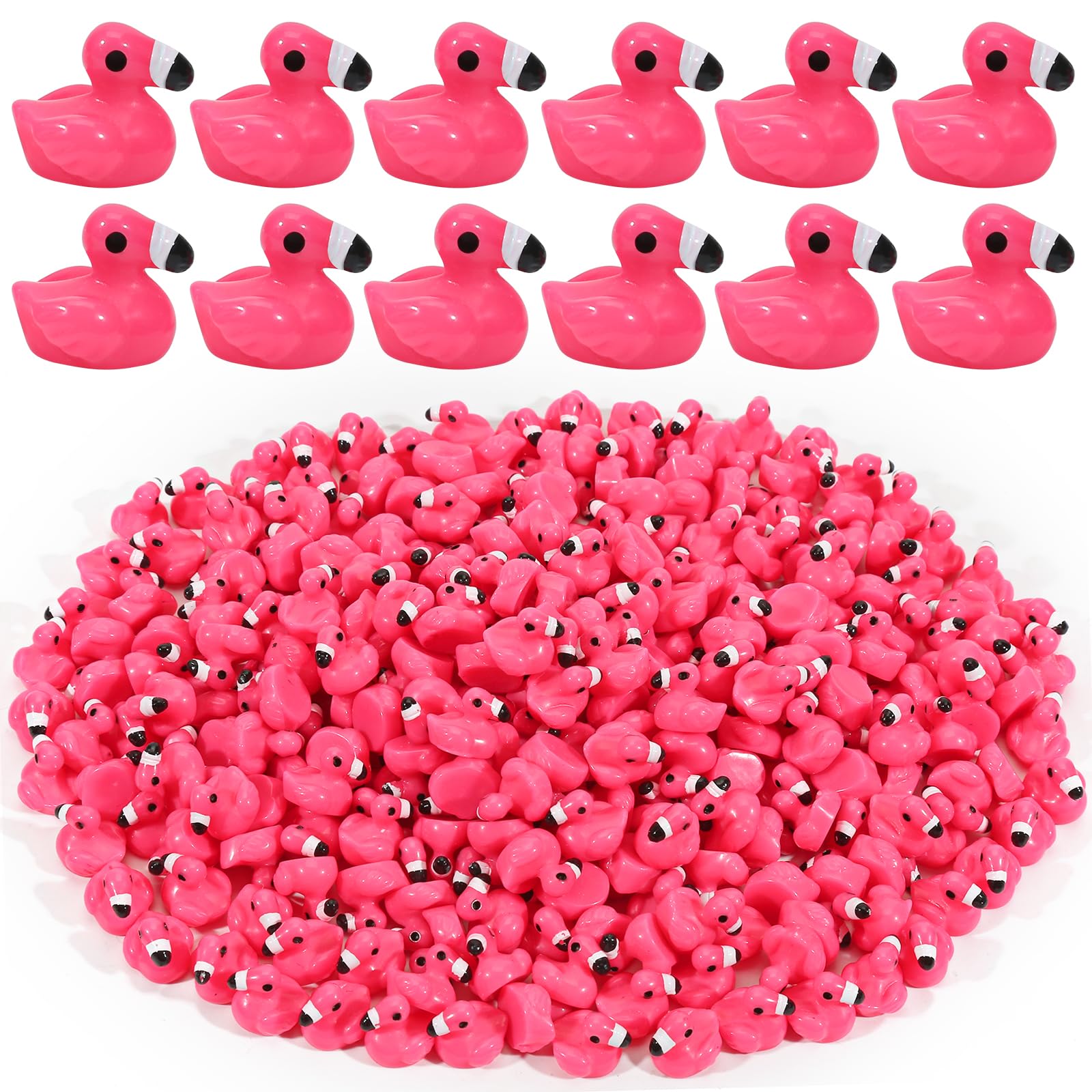 200 Pcs Mini Resin Flamingo Ducks, Pink Flamingo Figurine Tiny Animal Figures for DIY Garden Landscape Aquarium Hide and Seek Dollhouse Birthday Party