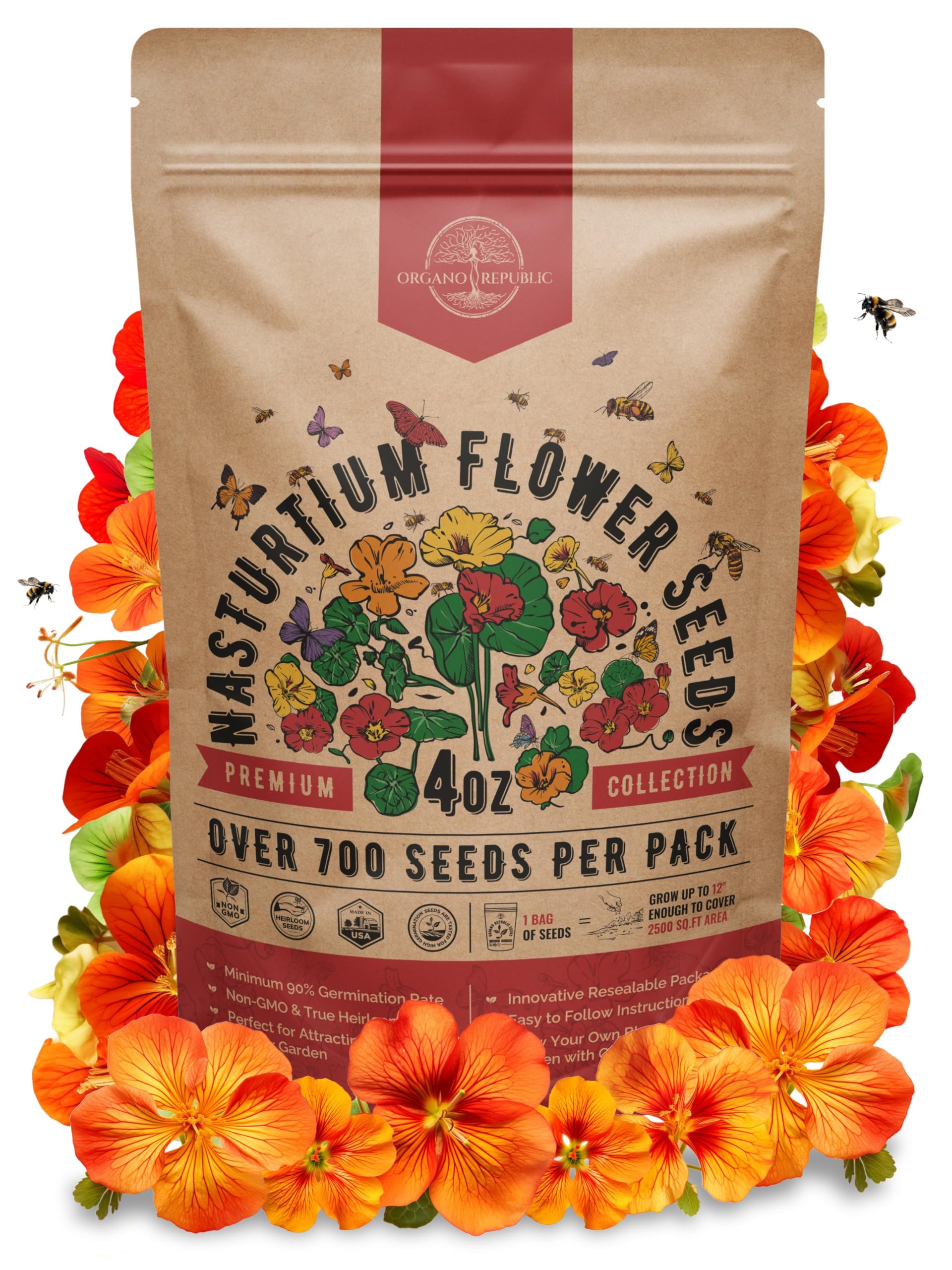 Organo Republic Nasturtium Seeds Pack 4 oz