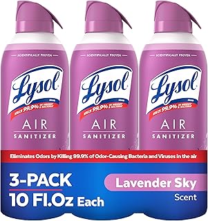 Lysol Air Sanitizer Spray with Bacterial Odor Eliminator for Home & Office, Sanitizing Air Spray, Air Freshener Alternative, Lavender Sky Scent, 10 oz (Pack of 3)