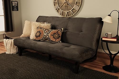 Miniatura 2 de Kodiak Furniture Colchón futón de algodón y espuma de tamaño completo de 7 pulgadas en gamuza gris, marco no incluido