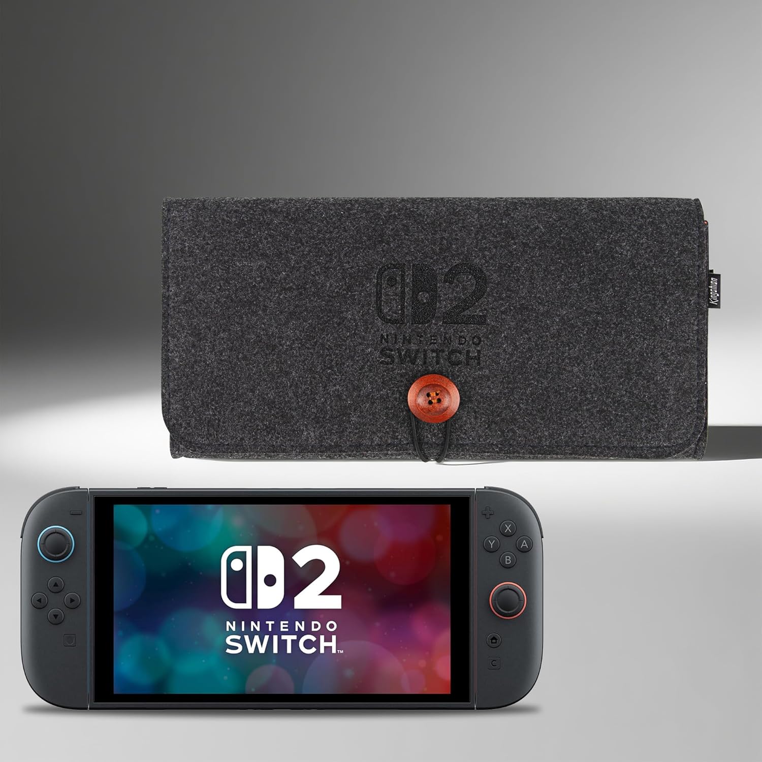 Kingshion Felt Carrying Bag Compatibility with 2025 Switch 2, Double-mouth Portable Travel Bag Ultra Slim Felt Pouch with 5 Game Cartridges Holders for Switch 2 - Dark grey - Image 5