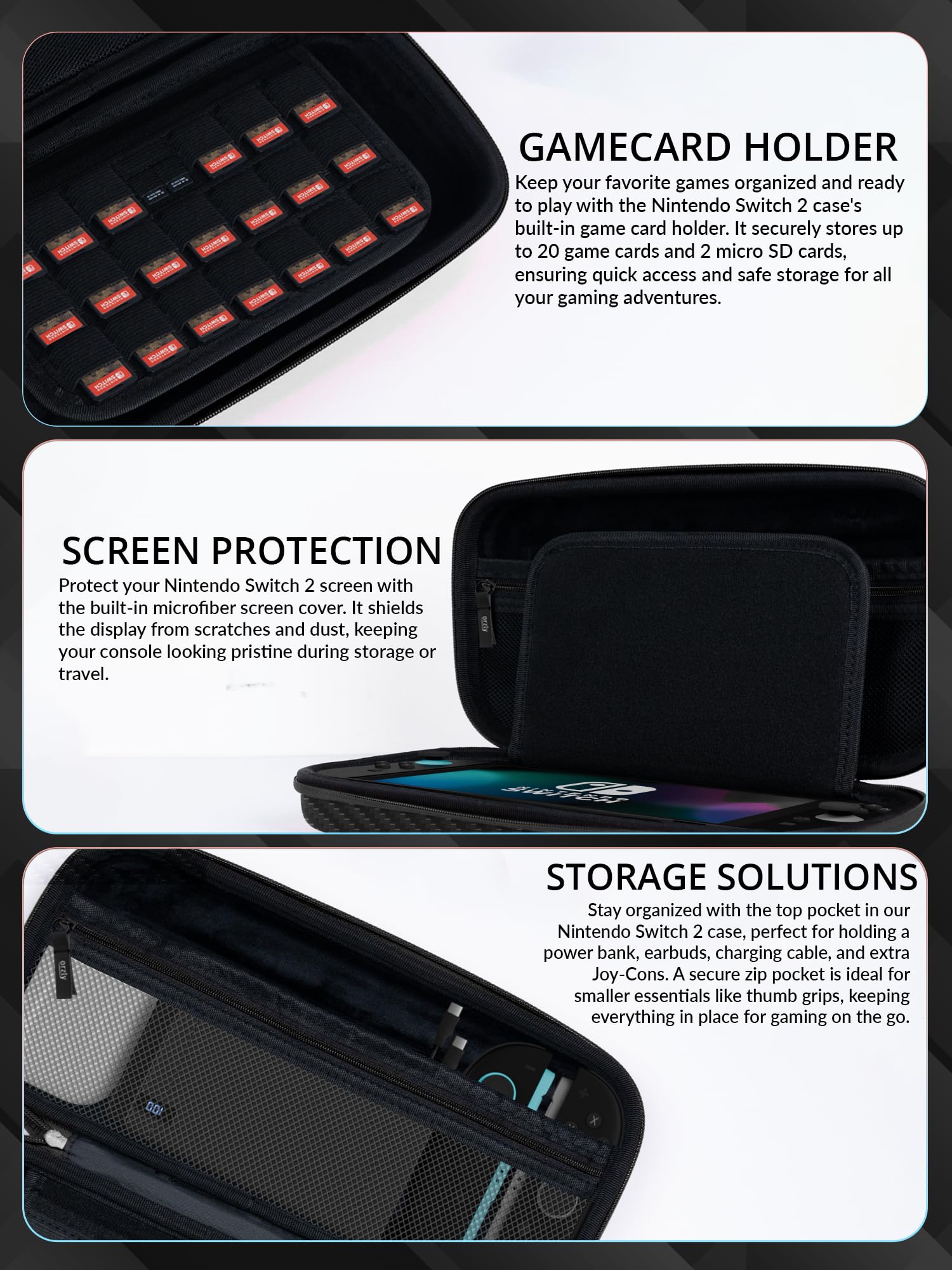Funda de Transporte para Consola Nintendo Switch 2 2025 de 7.9 Pulgadas, Funda rígida con Almacenamiento Inteligente para Accesorios y Bolsillos de Juegos, Edición de Caja de Regalo — view 5