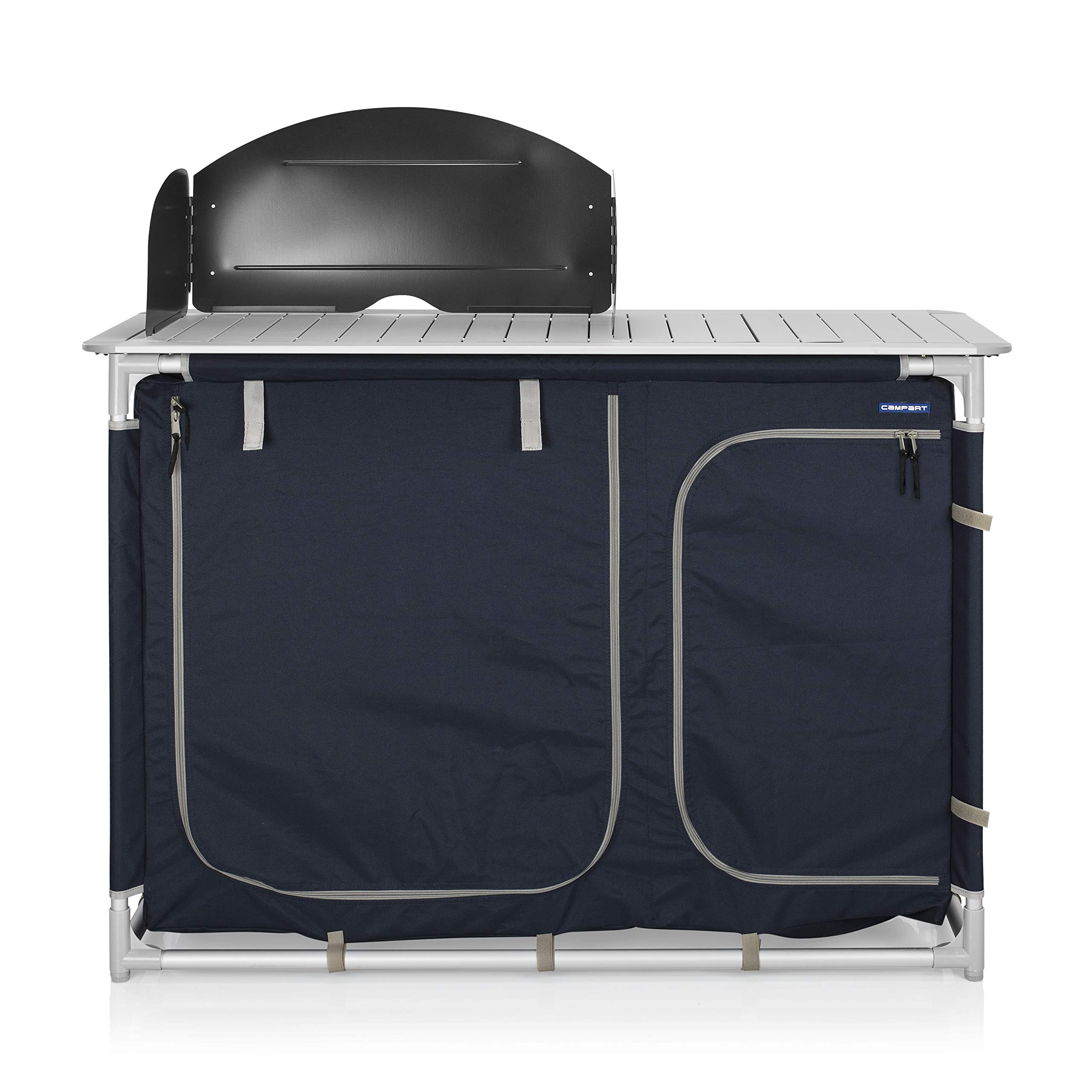 Campart Cucina da campeggio con lavandino e paravento KI-0753 Blu