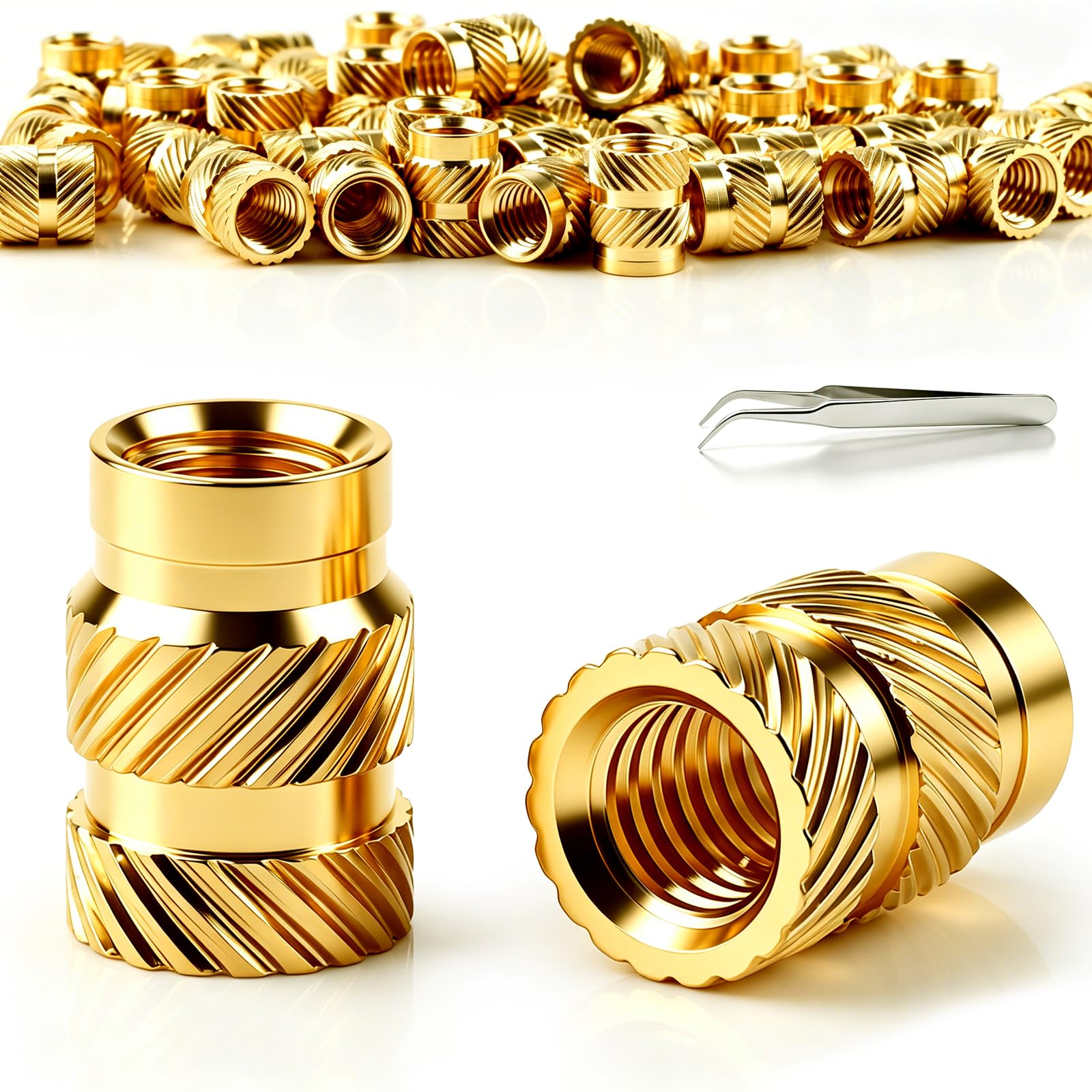 mawmuaw 50 Pcs Threaded Inserts M6x10x8mm Heat Inserts M6 Brass