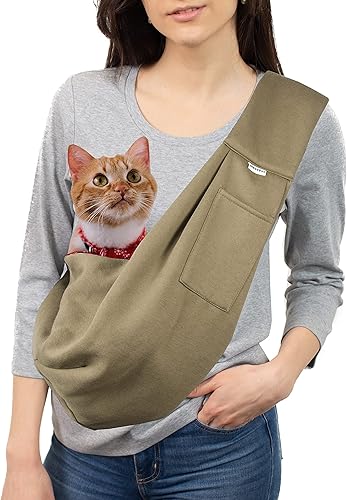 Miniatura 10 de NextFri Mochila para mascotas con correa ajustable para el hombro, bolsa para cachorros, manos libres, reversible, para viajes al aire libre,