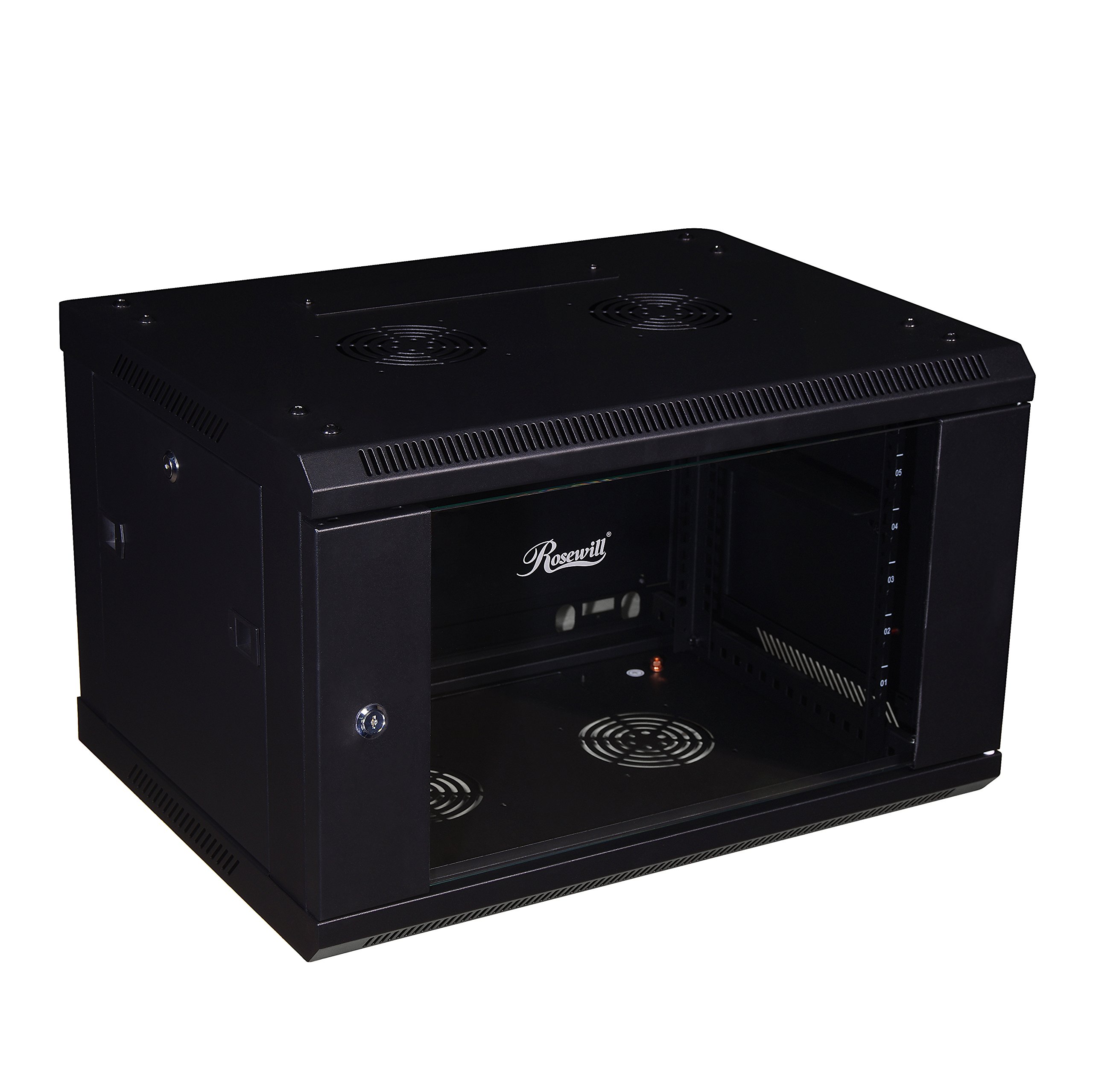 Rosewill Professional 6U Wall mount Cabinet Enclosure 19-Inch Server Network Rack With Locking Glass Door 16-Inches Deep Black (RSWM-6U001)