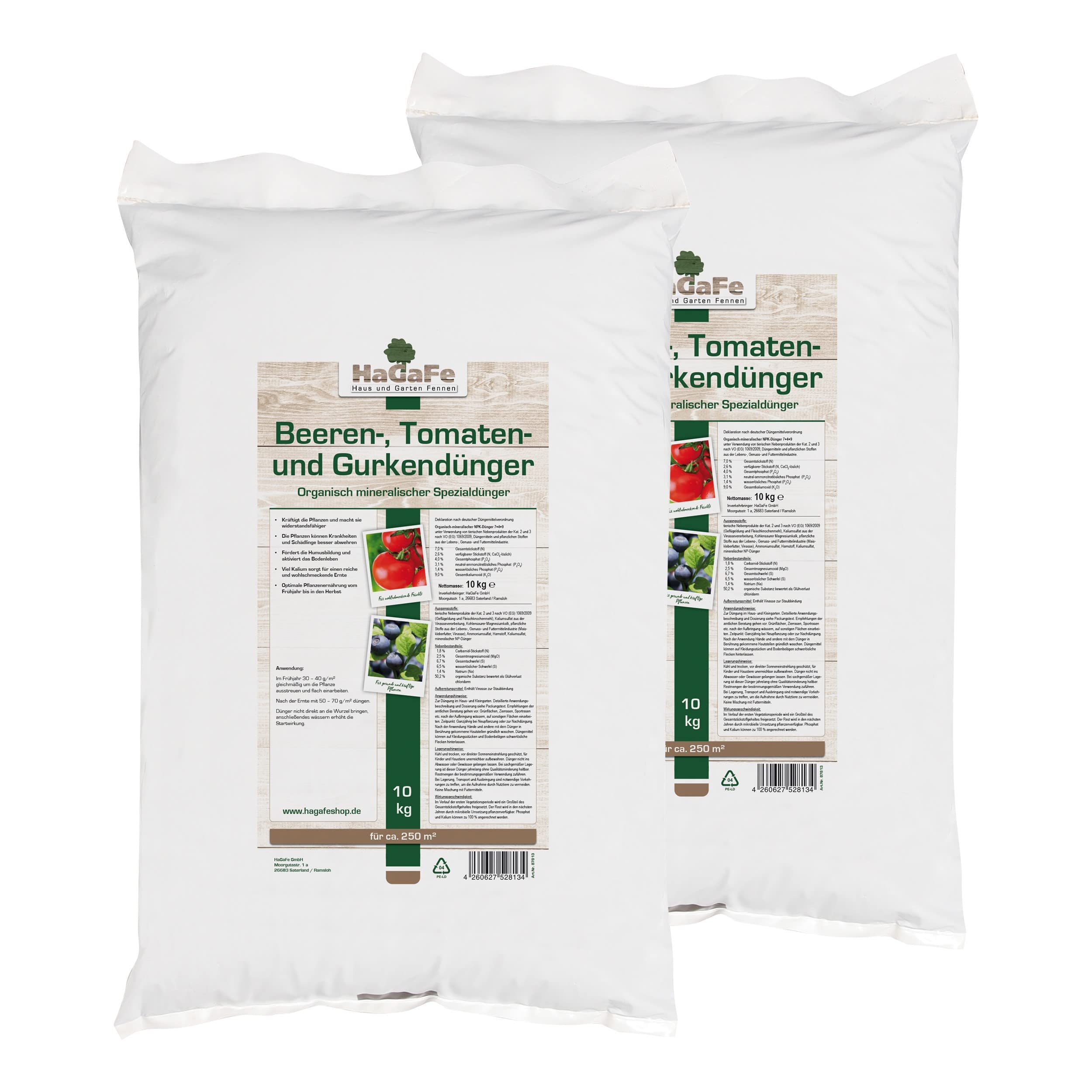 Beerendünger Tomatendünger Gurkendünger Gemüsedünger (20 kg (2 x 10 kg))