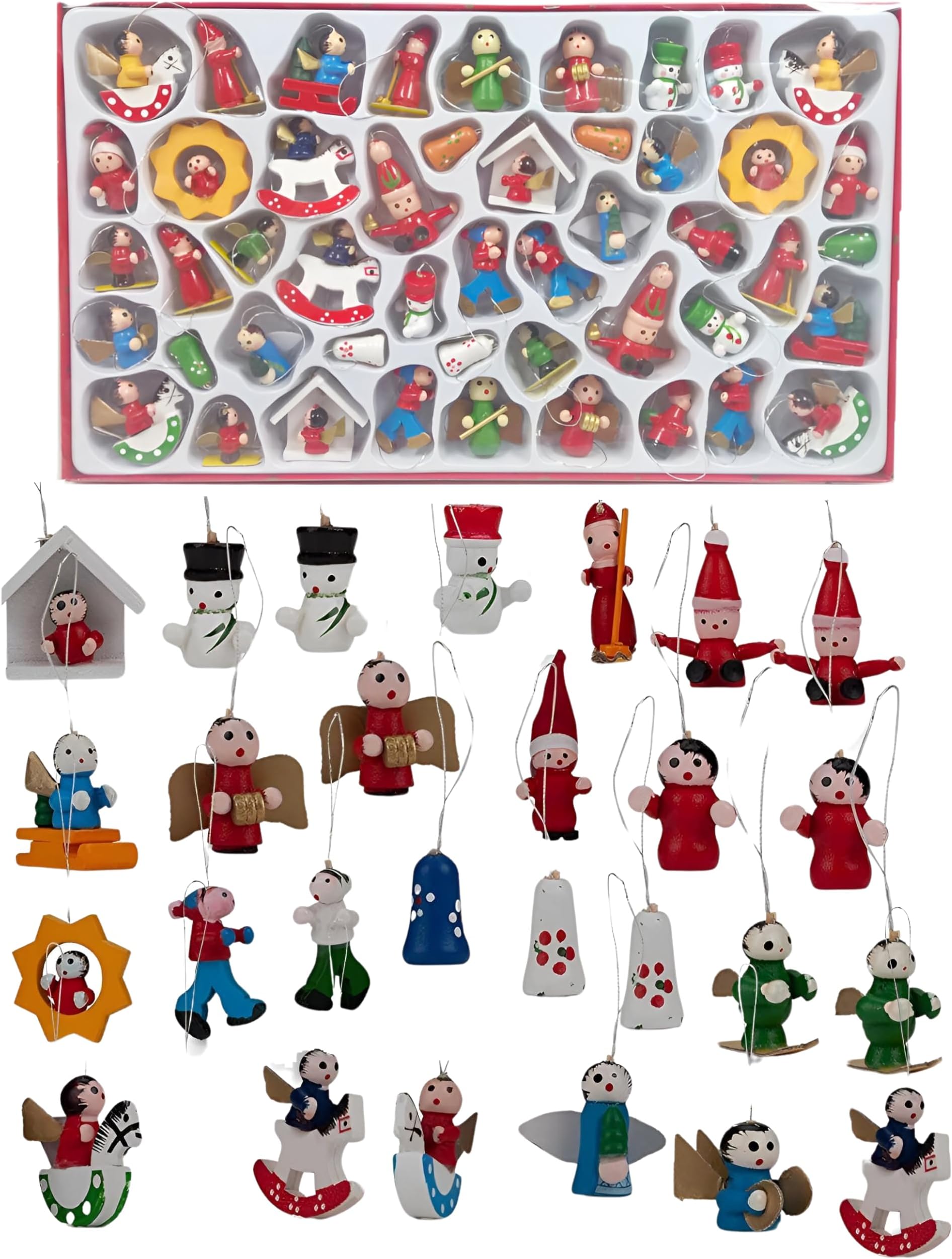 48 Fine Detail Hand Made Traditional Wooden Tree Easter Nativity Play Hanging Ornaments Decorations Xmas Figures Decor