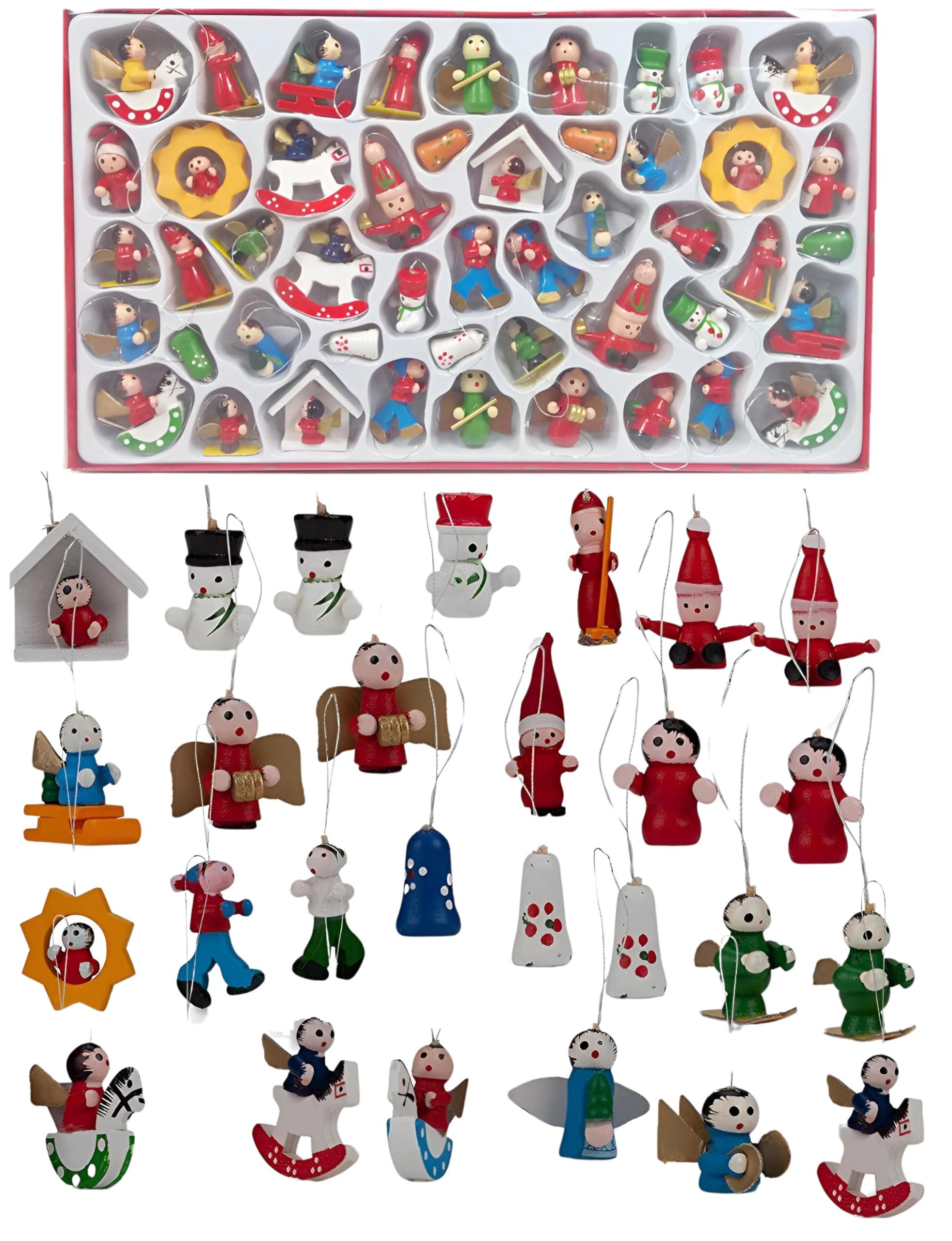 48 Fine Detail Hand Made Traditional Wooden Tree Easter Nativity Play Hanging Ornaments Decorations Xmas Figures Decor