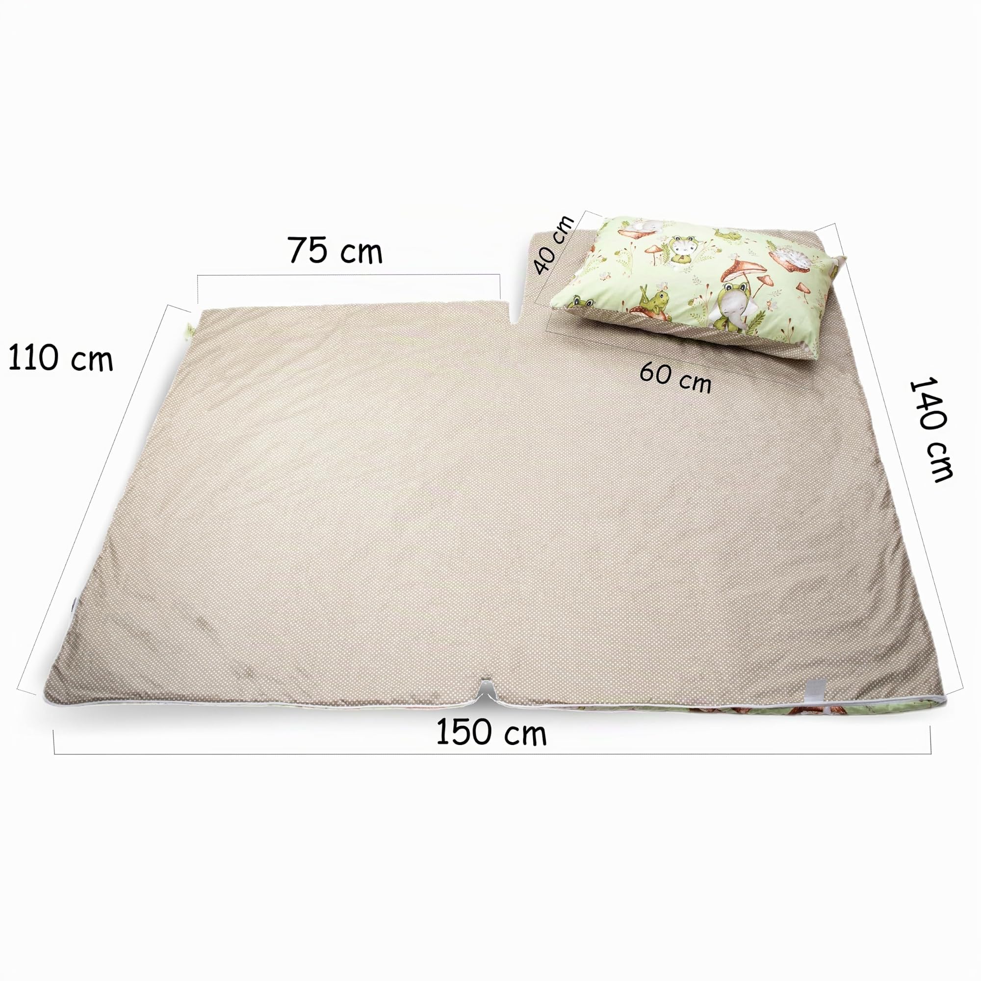 PinkZebra Sacco a Pelo 140 x 75 cm + federa 60 x 40 cm per Bambina e Bambino Borsa da Bambino con Federa Borsa in Cotone Doppia Zip con Garage e Borsa, Oeko-Tex