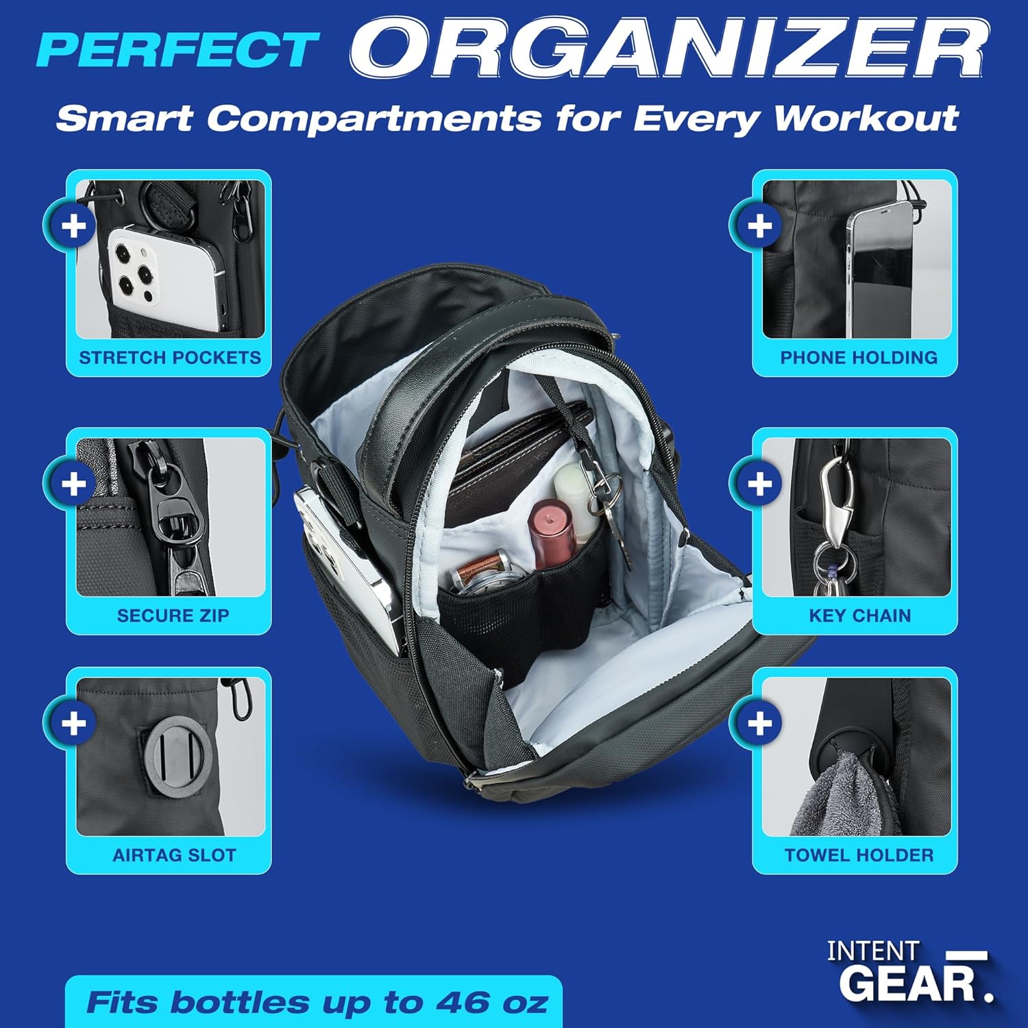 Magnetic Gym Bag with Magnetic Phone Holder for Sports Lovers - Strong Magnet Attaches to Exercise Equipment - Holds Water Bottle, Smartphone & Gear - Gym Must Haves for Influencer Videos - Image 4