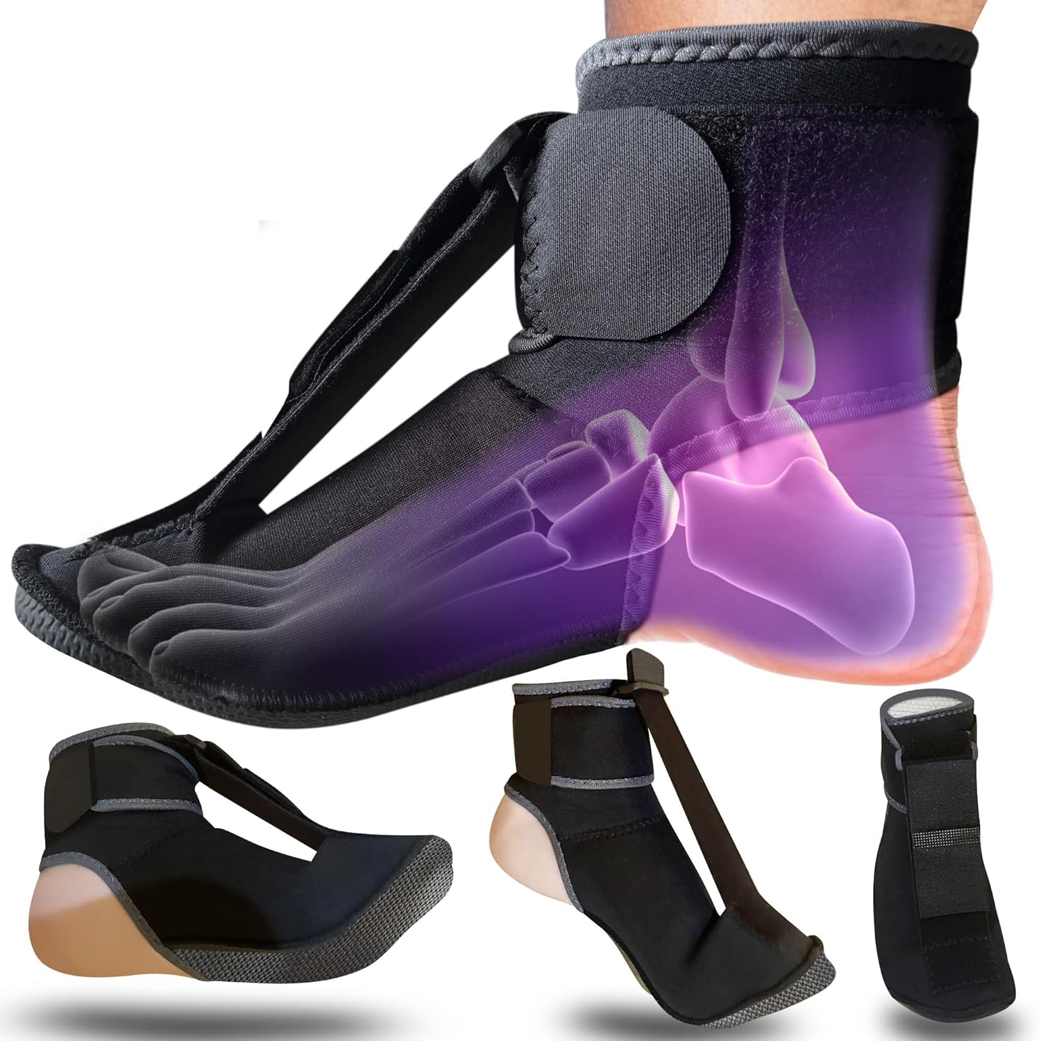 Plantar Fasciitis Night Splint for Men & Women Medium, Trim to Fit Tension Strap, Achilles Tendonitis, Foot Drop, Arch Strain & Ankle Relief – For Heel Pain, Enjoy Relief with Every Use