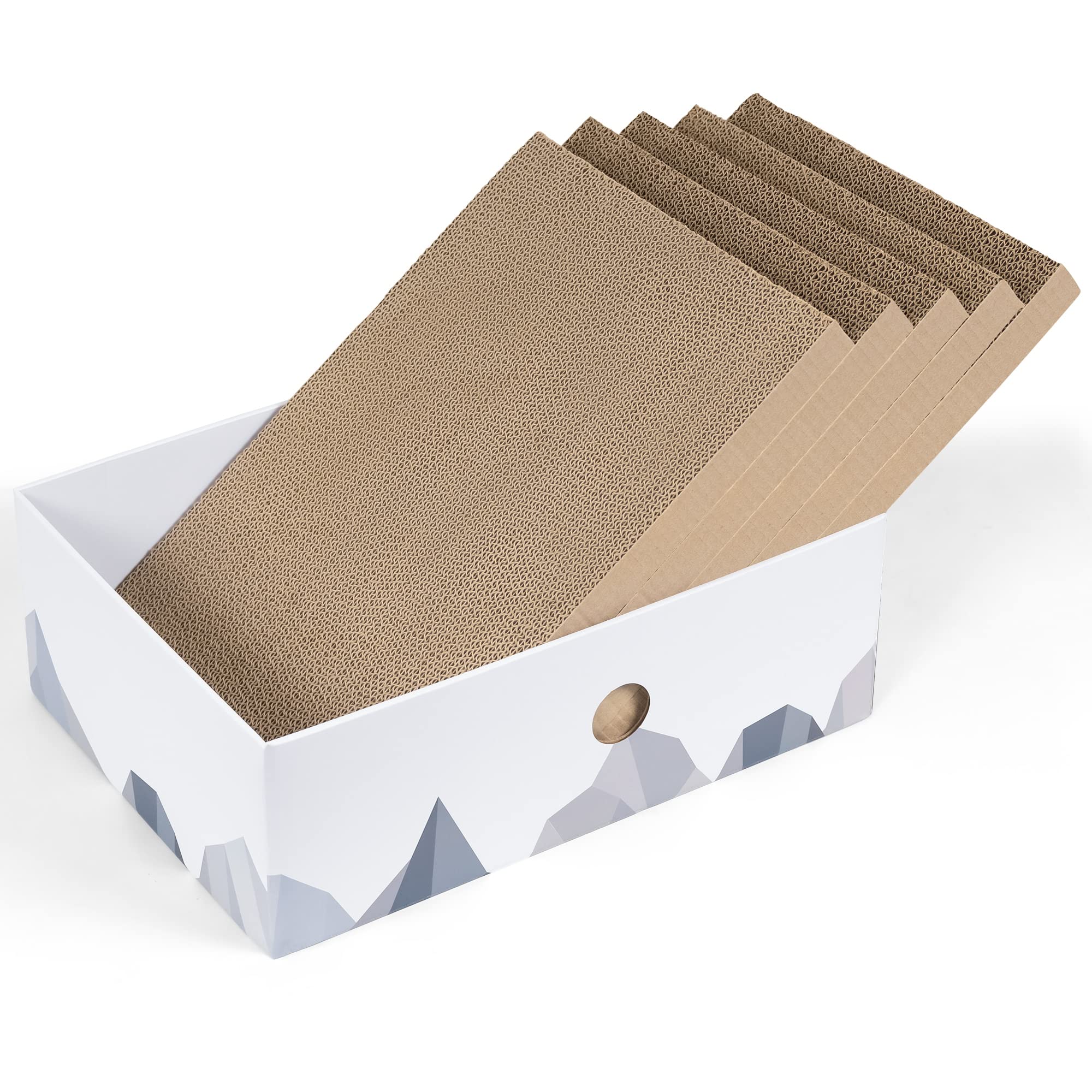 Conlun 5-Pack Cat Scratching Boards with Box, Large Reversible Double-Sided Cardboard Scratch Pad