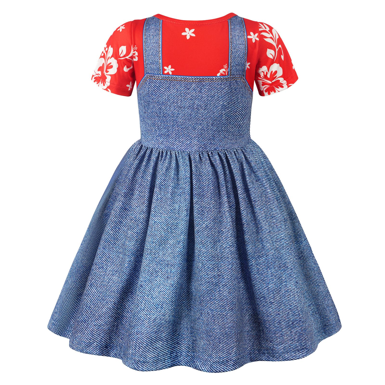 Jurebecia Hawaiian Fancy Dress Up Costume for Girls Summer Party Outfit Halloween Cosplay Costumes with Flower Hair Clip Blue 5-6 Years - Image 2