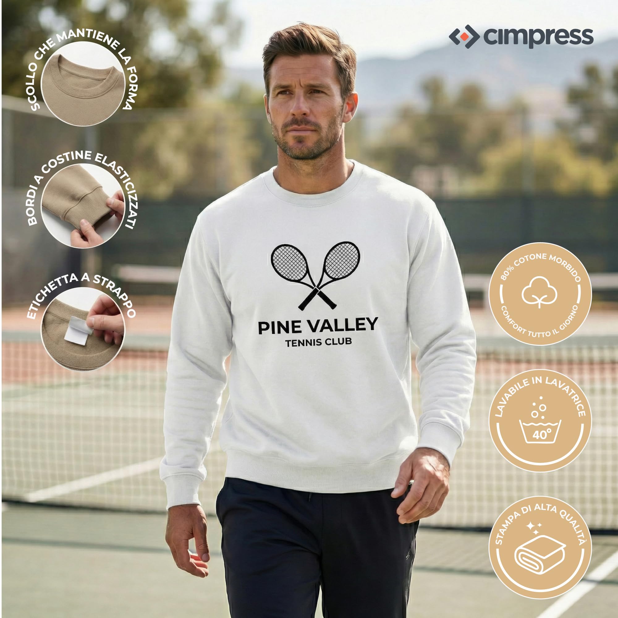 Cimpress Personalised Men's Sweatshirt Size S - 5XL, Customisable with Photo, Logo or Text, Crew Neck with Front Print, Ideal for Teams, Gifts, Events or Corporate Uniforms - 4