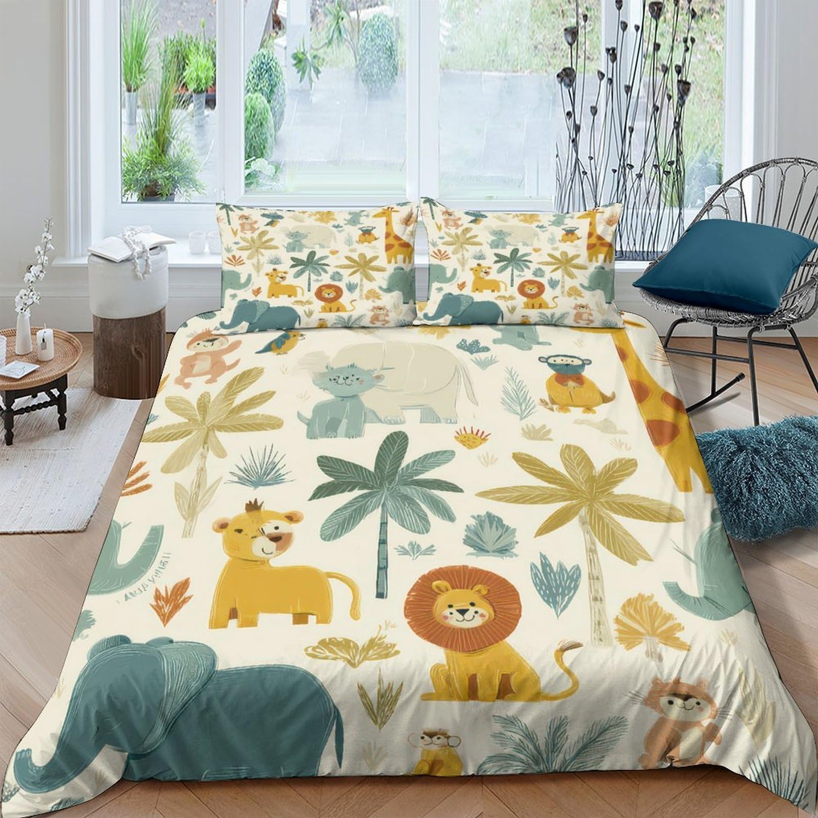 Ctjqhvkz Style-2 3D Printed Jungle Safari Fitted Sheet Microfiber Soft Animal Pattern Mattress Cover For Bedroom Guestroom Decor Single（135X200cm）