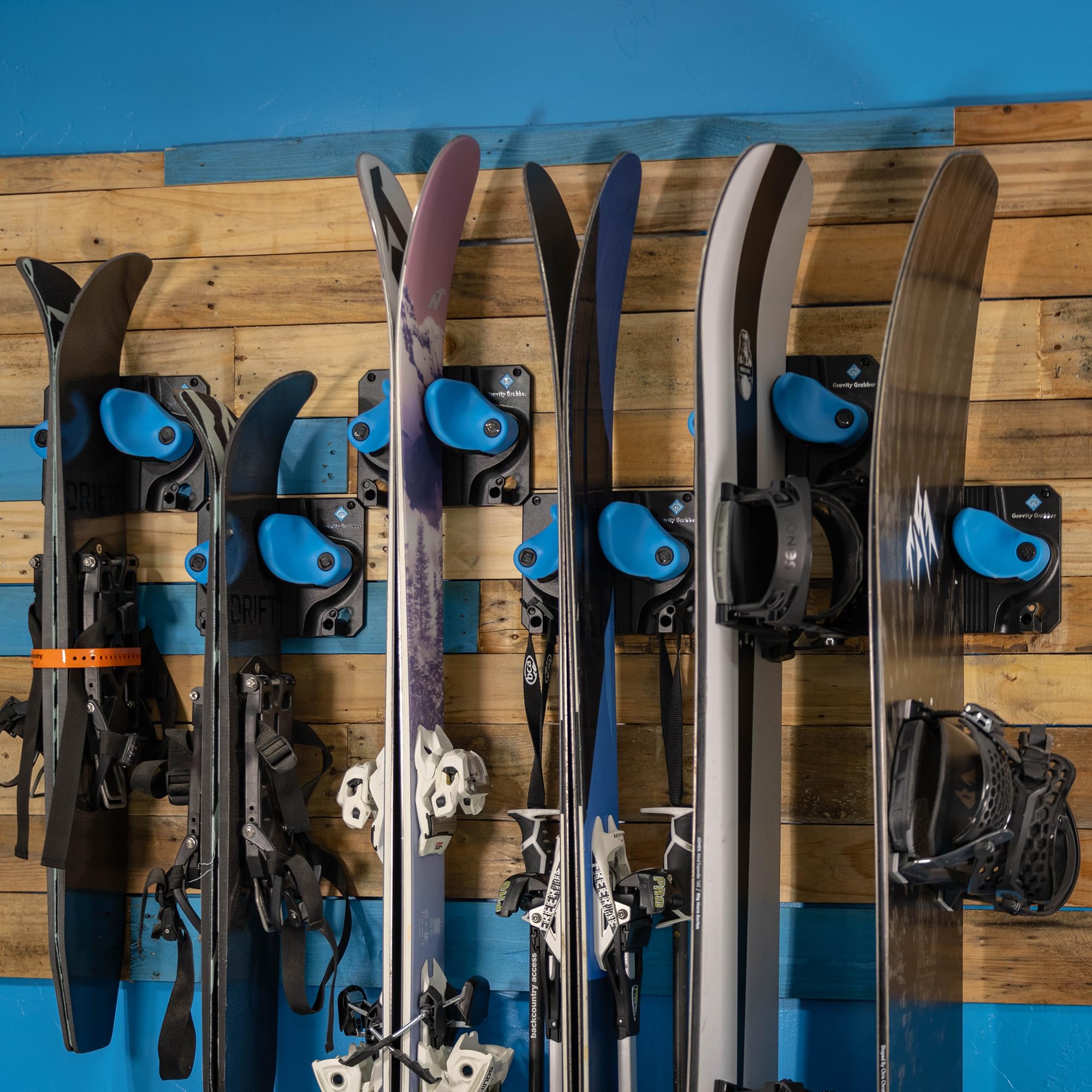 Gravity Grabber Estante de Pared para Esquí y Snowboard - Azul Verdoso