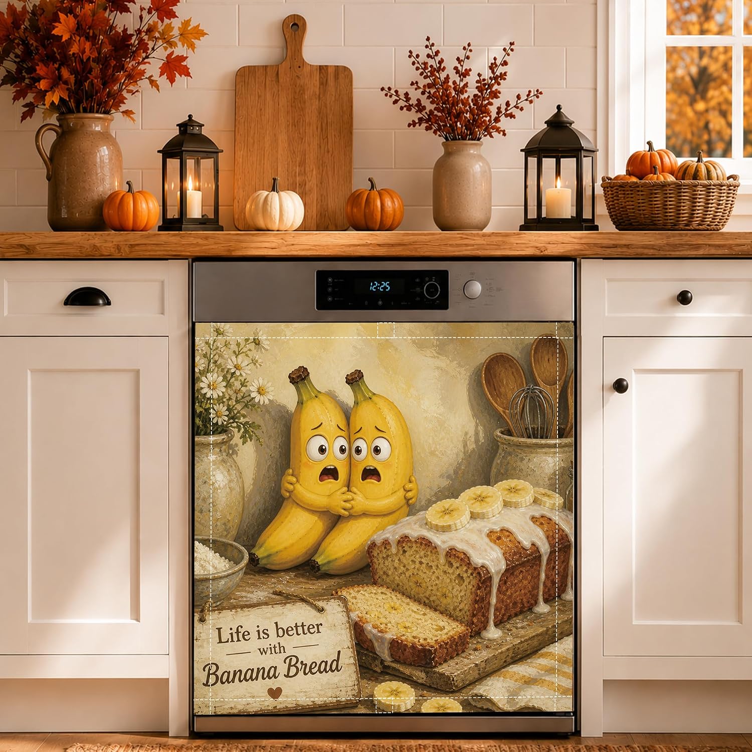 Funny Banana Bread Baking Dishwasher Magnet Cover 23x26in