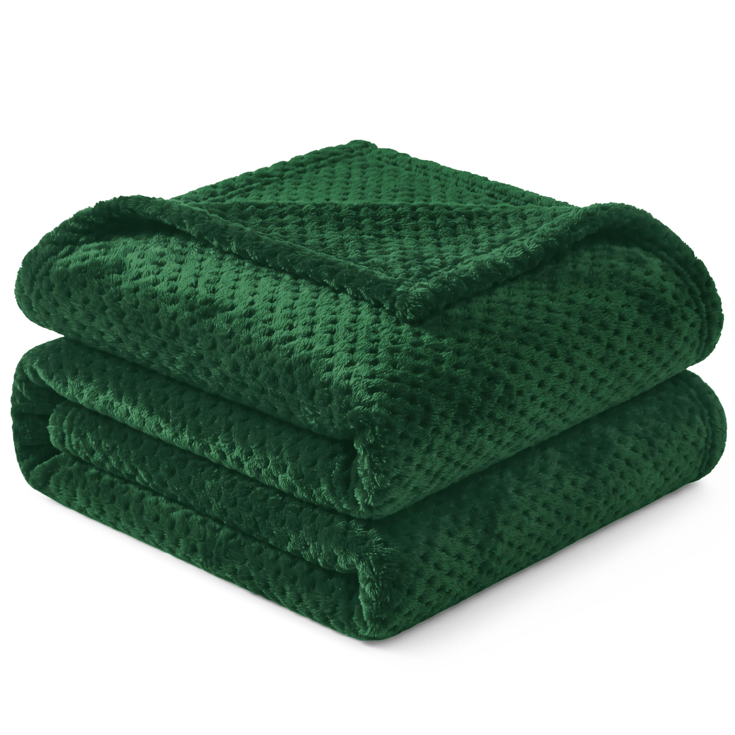 PAVILIA Couverture en Molleton Vert émeraude pour canapé, Sofa et lit, Microfibre Jacquard gaufrée, Chaude, légère, résistante à la décoloration, décoration pour Toutes Les Saisons, 152,4 x 203,2 cm