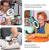Vista 6 de Lámpara LED de aumento, con brazo giratorio, luz ajustable, para computadoras, escritorios, manualidades o bancos de trabajo, de Brightech