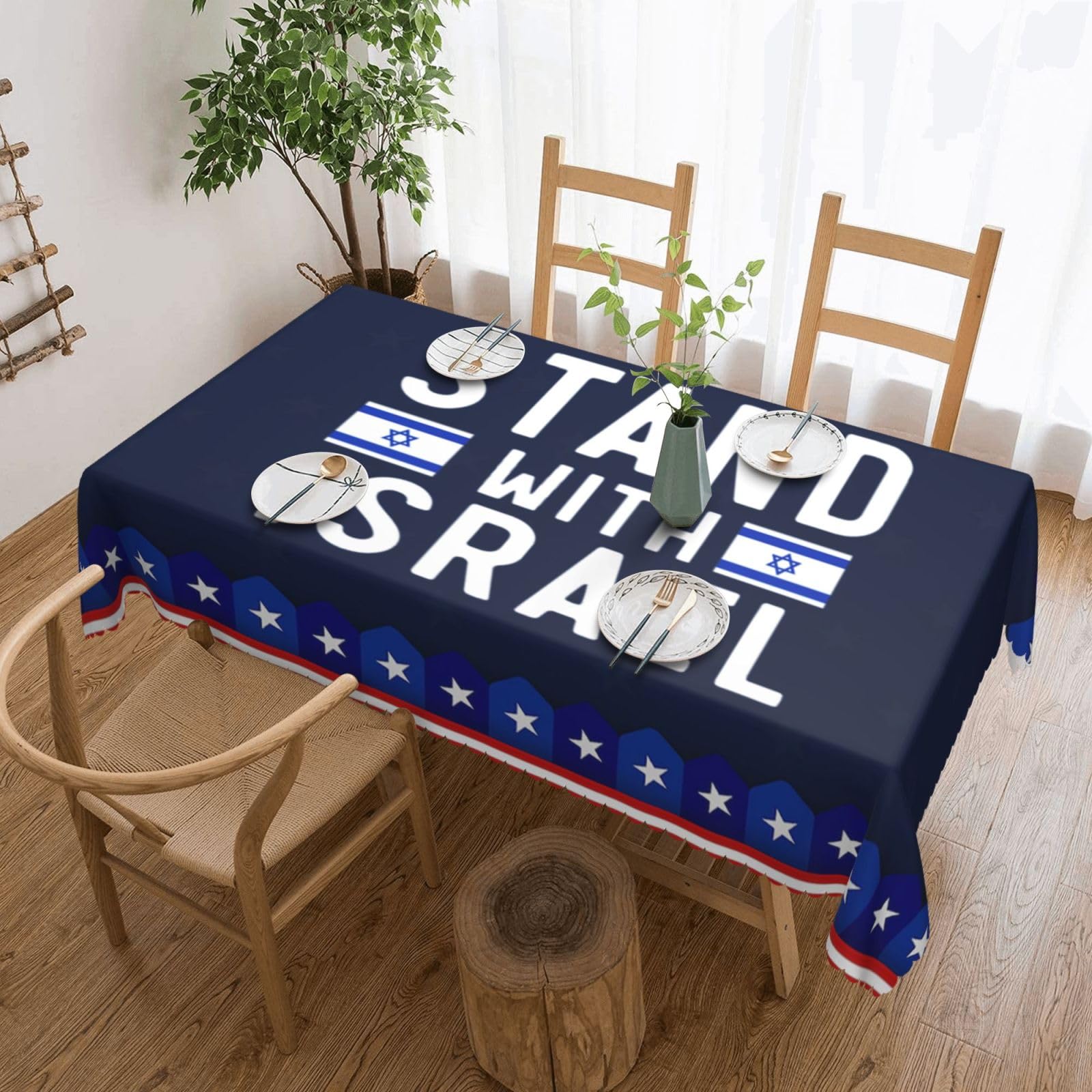 SMAZDFXX Stand with Israel,Support Israeli 54 x 72in Table Cloth,Polyester Rectangle Tablecloth for Kitchen Dining