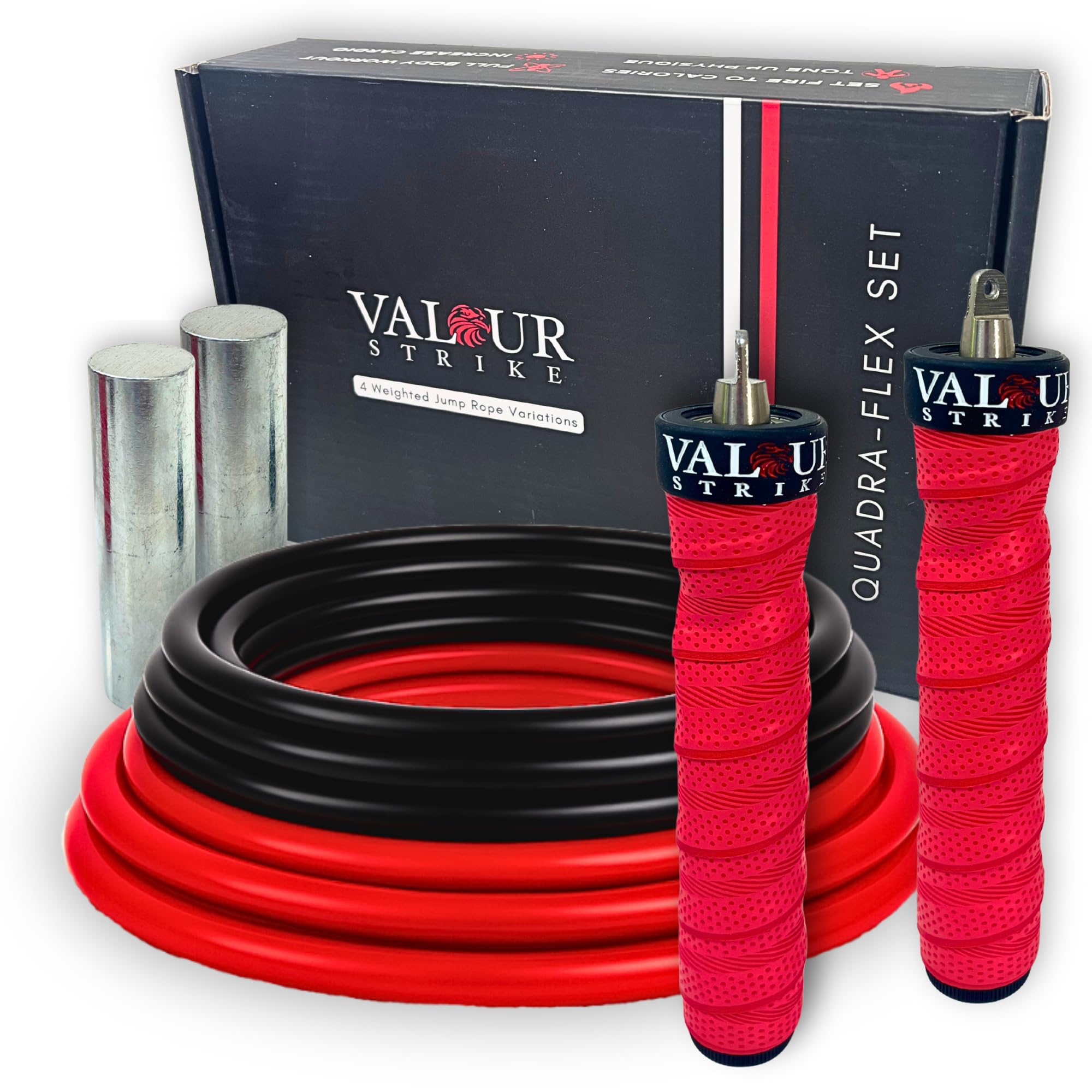 Valour Strike Weighted Skipping Rope | Best Jump Rope for Cardio Training & Home Workouts Outdoor | Weighted Skipping Rope for Fitness Exercise Equipment Home Gym Workout & HIIT (QUADRA-FLEX Set)-image-2