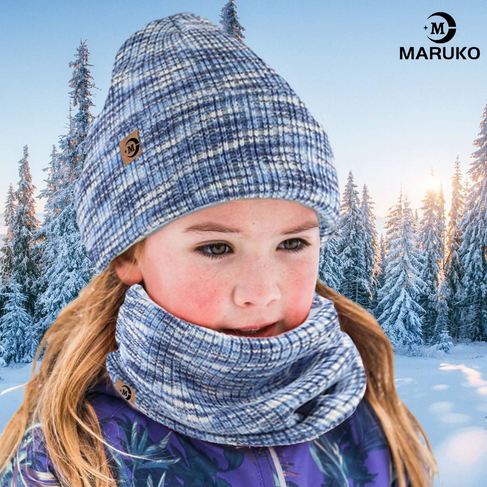 MARUKO Écharpe Bonnet Gants pour Enfants, Gants à Écran Tactile, Accessoires D'hiver, Cadeaux de Sport et D'extérieur