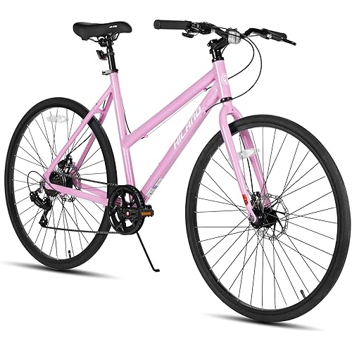 HILAND 700C Road Hybrid Bike, 7 speeds Bikes Urban City Commuter Bicycle with Disc Brake for Men Women Adult Comfortable Bicycle