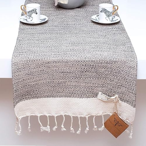 Miniatura 42 de SMYRNA TURKISH COTTON - Camino de mesa turco original de la serie vintage 100% algodón, 15 x 48 pulgadas Camino de mesa vintage de granja