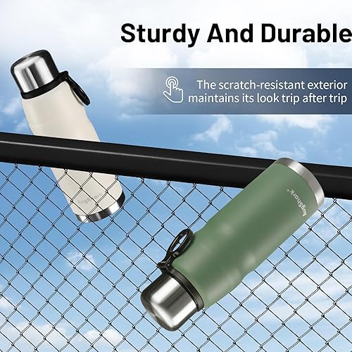 Miniatura 5 de Botella de agua aislada de 20 onzas, botellas de agua de acero inoxidable con tapa de taza, a prueba de fugas, doble pared al vacío para bebidas