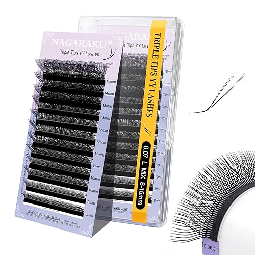 Miniatura 92 de NAGARAKU YY Extensiones de Pestañas de Alta Capacidad 54 Filas 0.07 D Rizado 7-15mm Longitud Mixta Suministros Y Pestaña 4D Volumen Ruso Cruzado YY