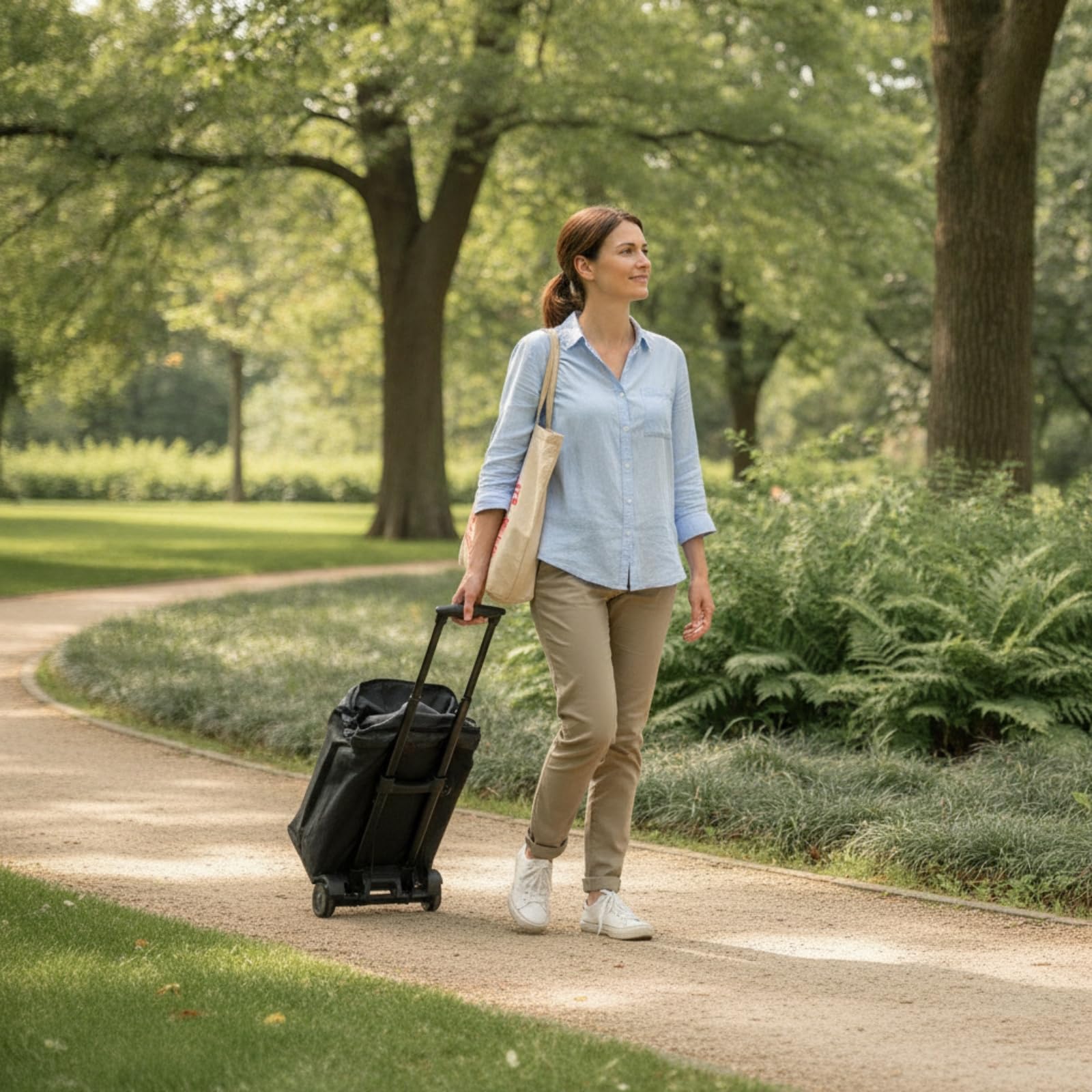 Sharplace Einkaufswagen Klappbar Einkaufsroller Einkaufskarre Transportwagen mit Abnehmbarer Tasche Oxford Wasserdicht Kompakt Zusammenfaltbar Leichtgängig Zwei, with Black Bag